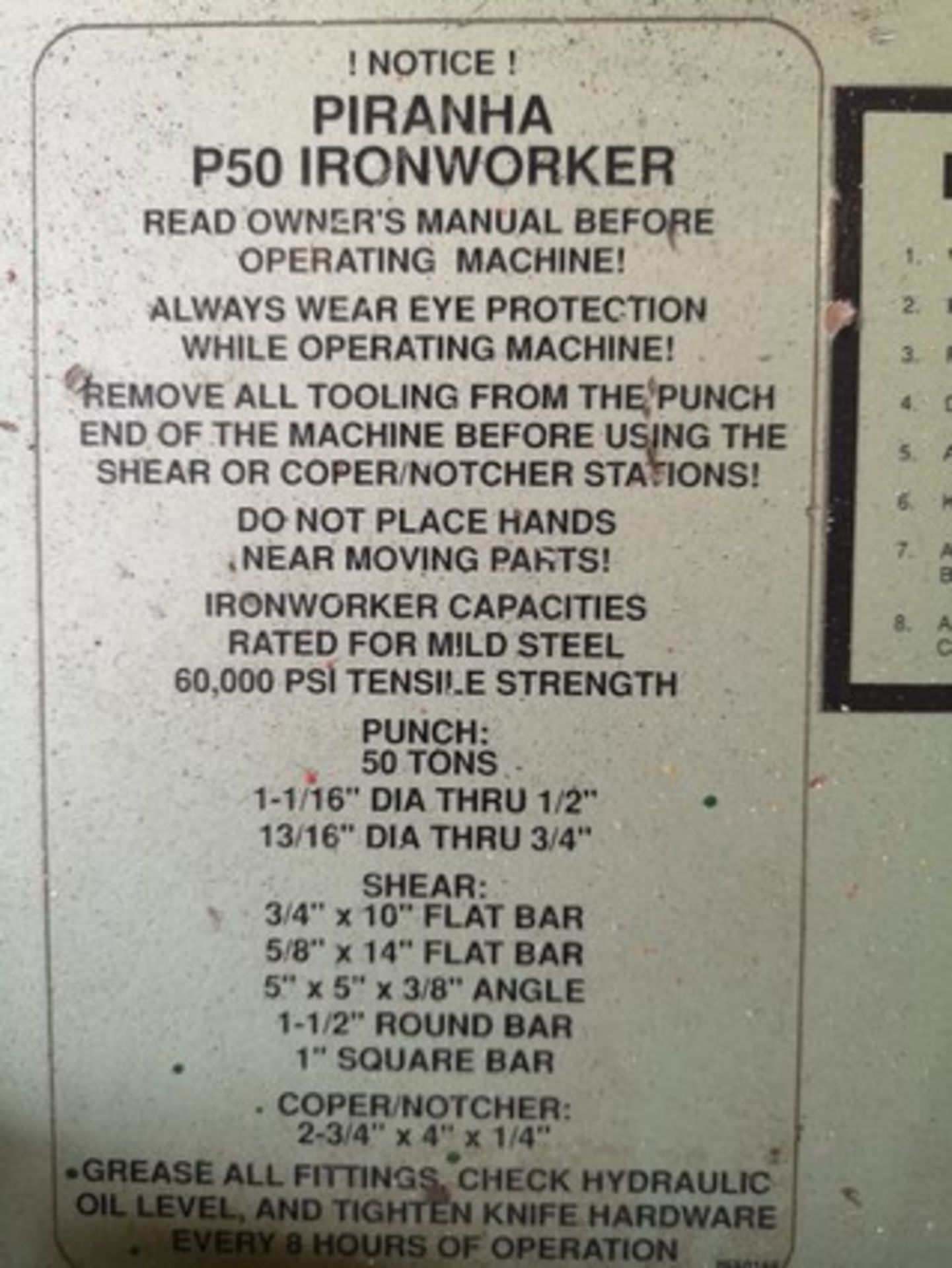 PIRANHA P50 IRONWORKER, 50 TON CAP., S/N P504601 W/ DIES - Image 17 of 18