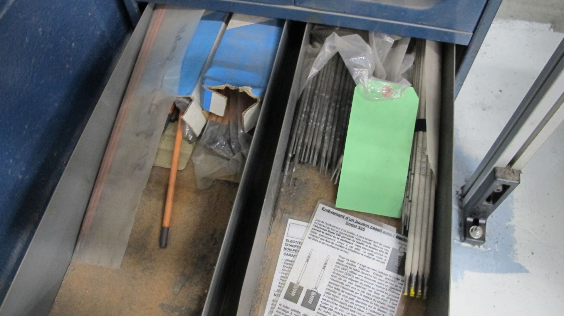 LOT OF WELDING ELECTRODES IN 10-LEVEL STORAGE CABINET AND WELDING SUPPLIES IN 2ND 10-LEVEL STORAGE - Image 9 of 14