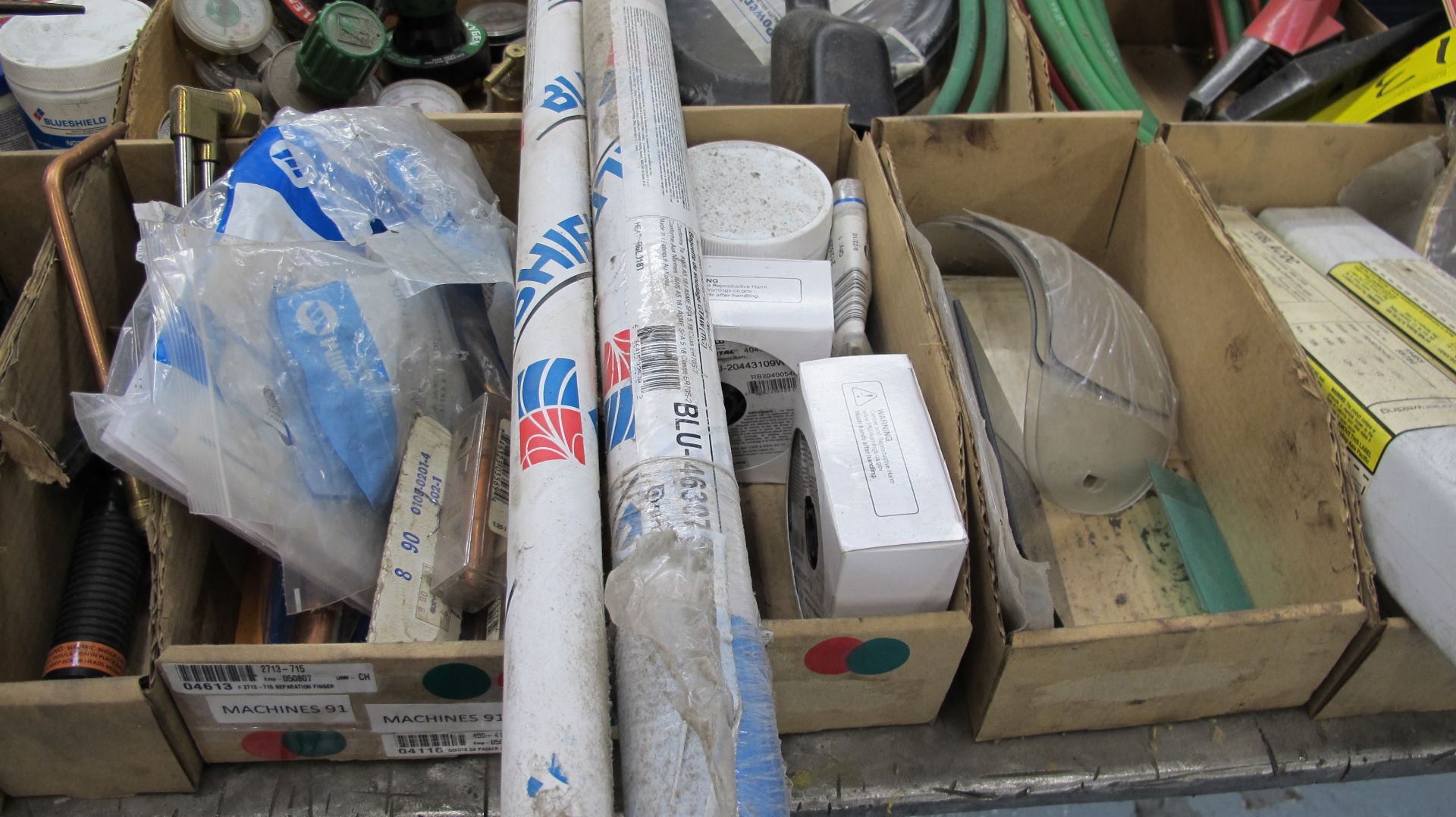 LOT OF WELDING SUPPLIES IN (11) BOXES INCLUDING SODEL 469B-250 SILVERY ALLOY BARE WIRE, CABLES, - Image 4 of 8