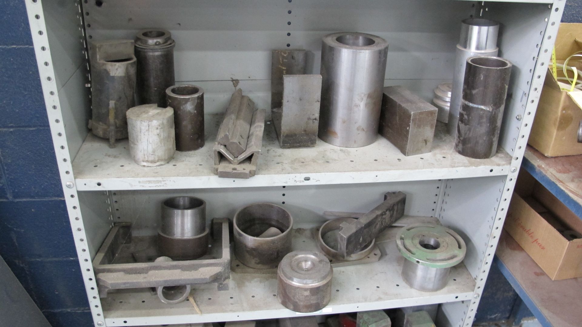 6-LEVEL METAL SHELVING UNIT W/ METAL CONTENTS AND TABLE W/ GEARS, ETC. (MACHINE SHOP) - Image 3 of 5