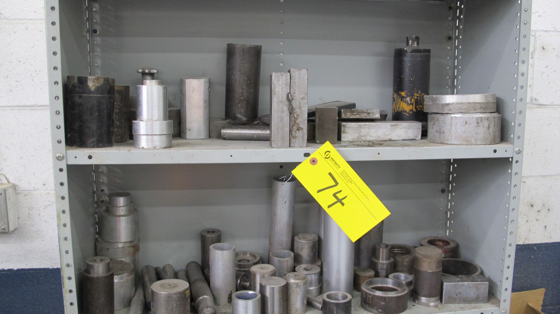 6-LEVEL METAL SHELVING UNIT W/ METAL CONTENTS AND TABLE W/ GEARS, ETC. (MACHINE SHOP) - Image 2 of 5