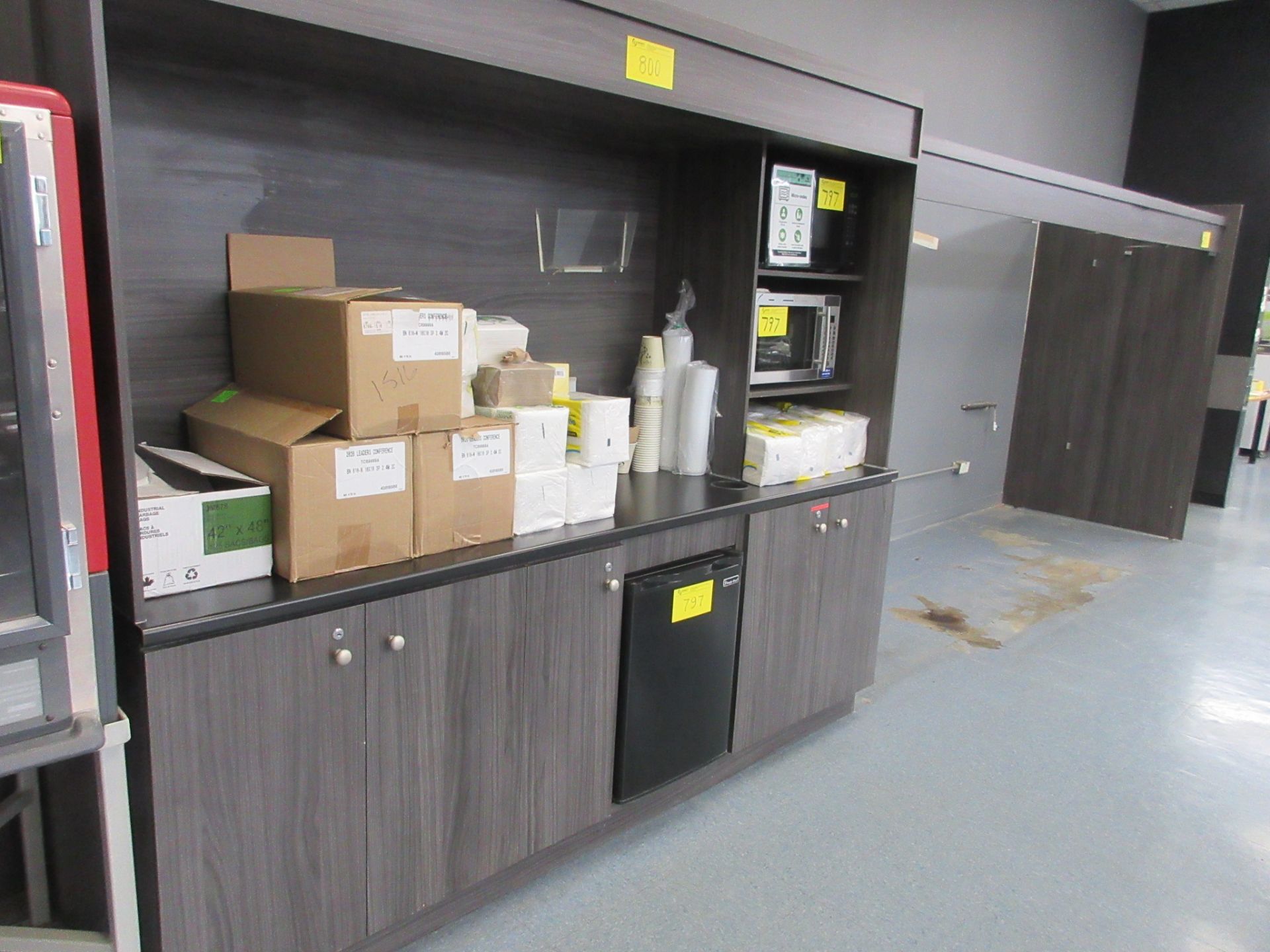 STORAGE COUNTER / HUTCH W/ VENDING MACHINE ENCLOSURE (NO CONTENTS) (LUNCH ROOM) - Image 2 of 2