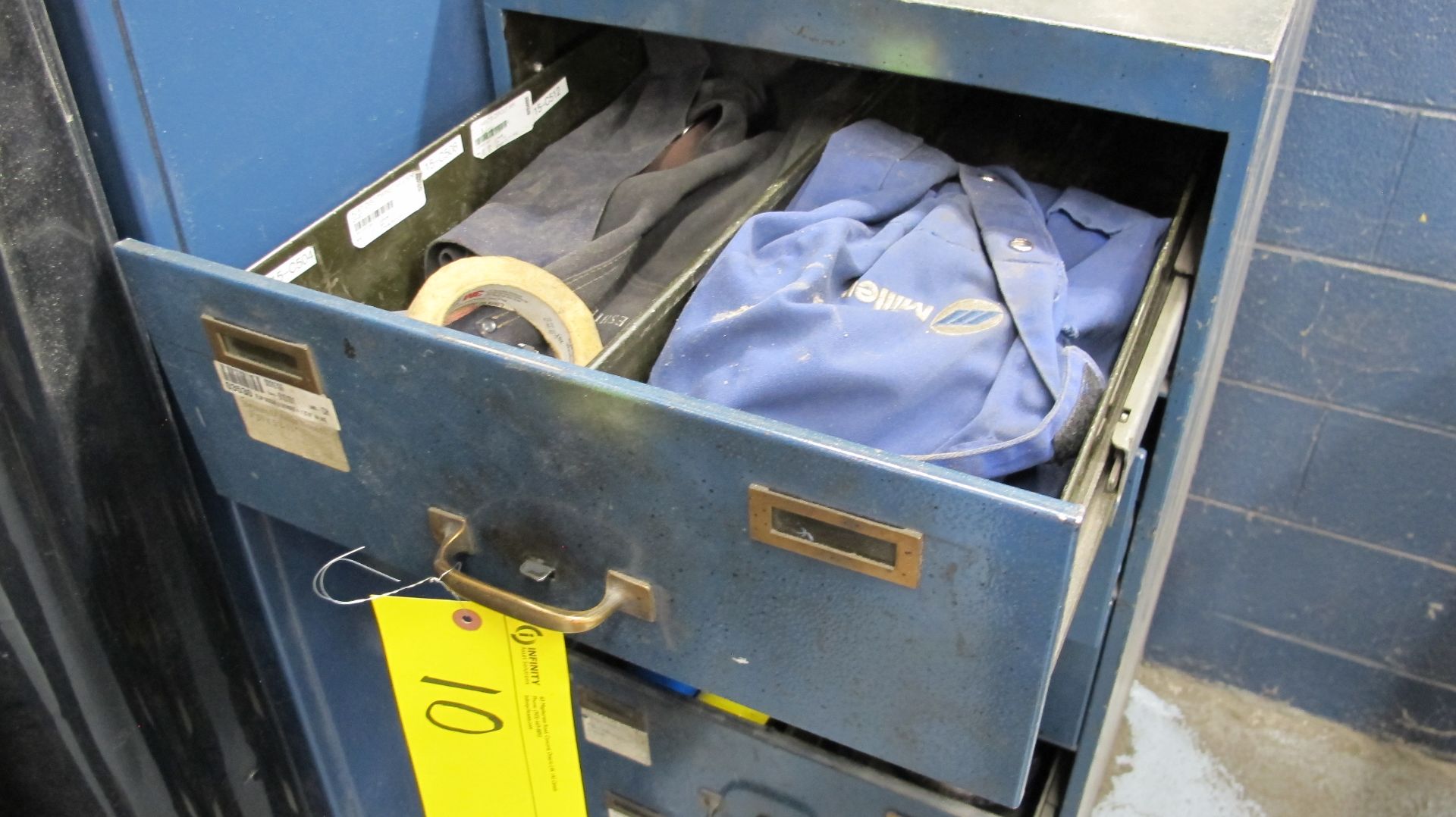 LOT OF WELDING ELECTRODES IN 10-LEVEL STORAGE CABINET AND WELDING SUPPLIES IN 2ND 10-LEVEL STORAGE - Image 11 of 14