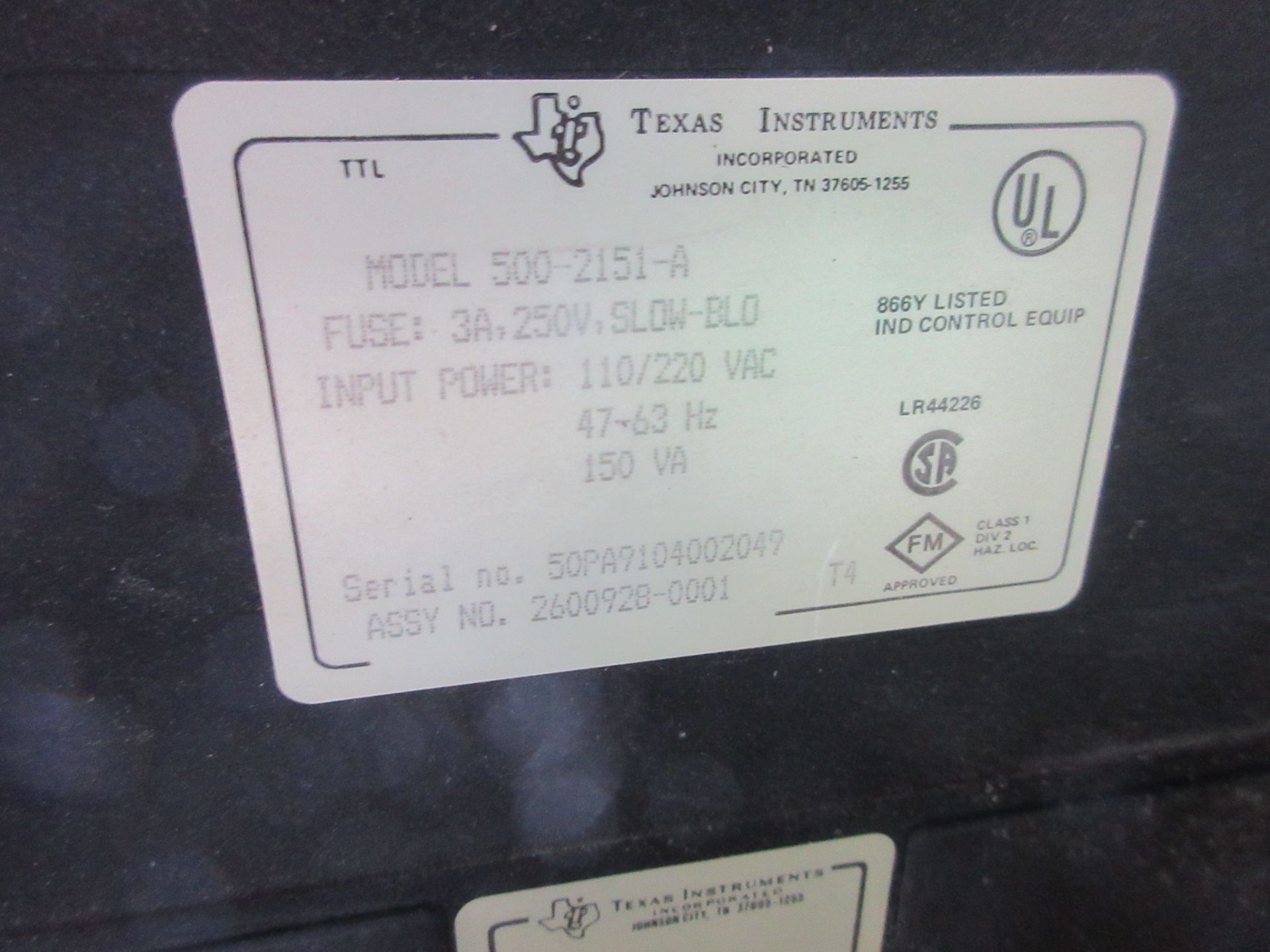 TEXAS INSTRUMENTS MODULE 500-2151-A AND POWER SUPPLY (SOUTHWEST WAREHOUSE) - Image 2 of 5