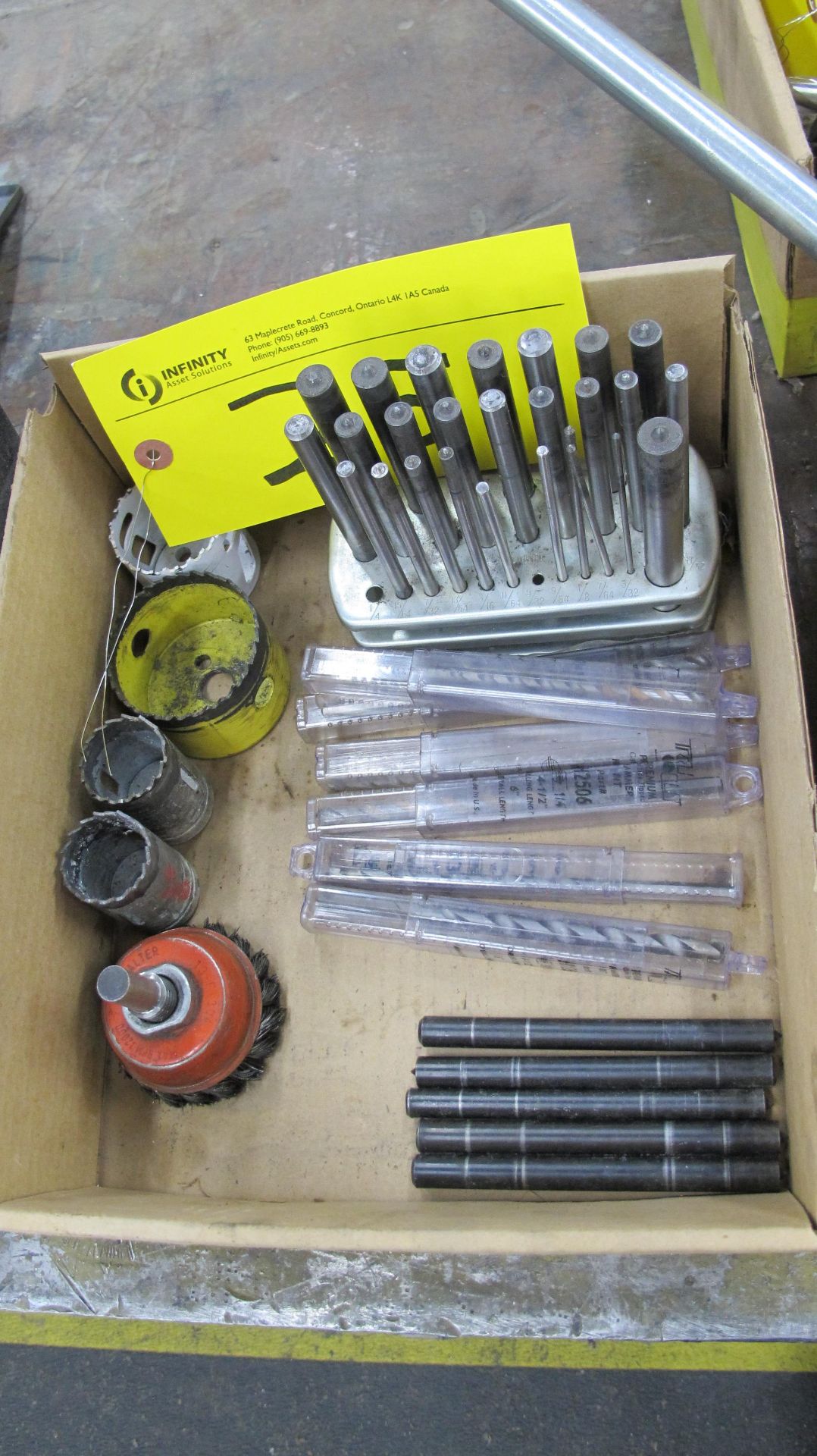 LOT OF (5) DRILL BIT KITS, PUNCH SETS, PUNCHES, DRILL BITS AND WHOLE SAW BLADES IN BOX (MACHINE - Image 3 of 3