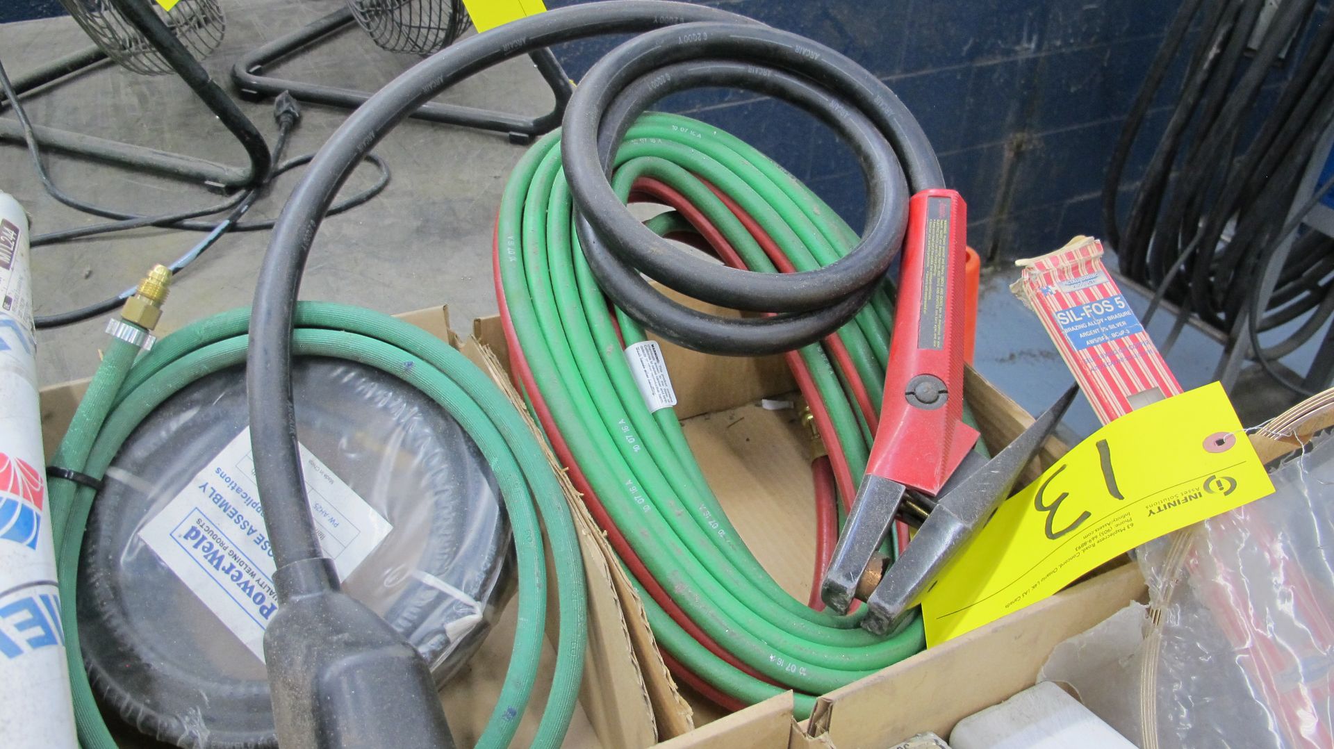 LOT OF WELDING SUPPLIES IN (11) BOXES INCLUDING SODEL 469B-250 SILVERY ALLOY BARE WIRE, CABLES, - Image 3 of 8