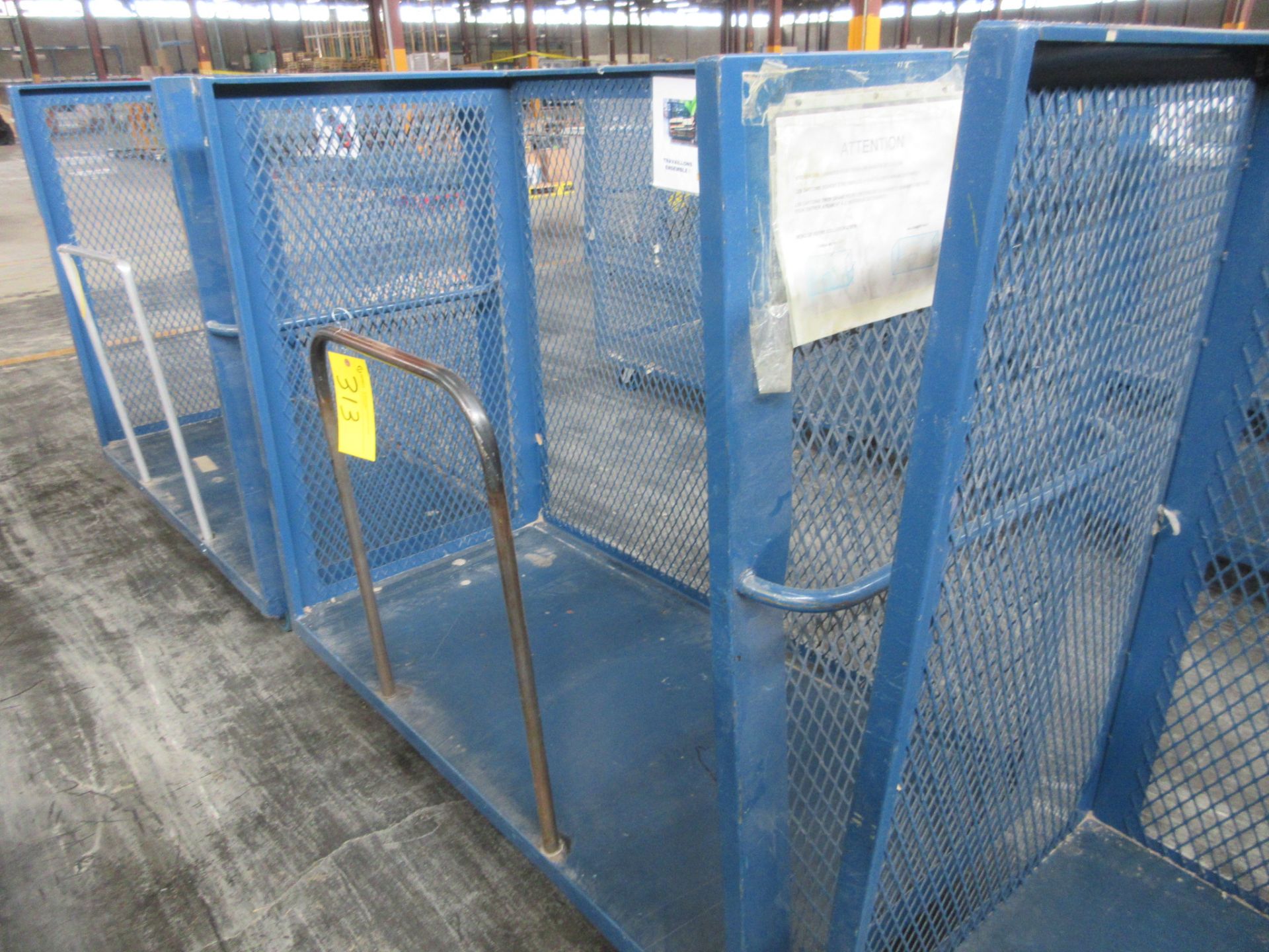 METAL CAGED TRANSFER CART W/ ENCLOSURE BAR, 30"W X 5'L X 56"H (SOUTHWEST WAREHOUSE)