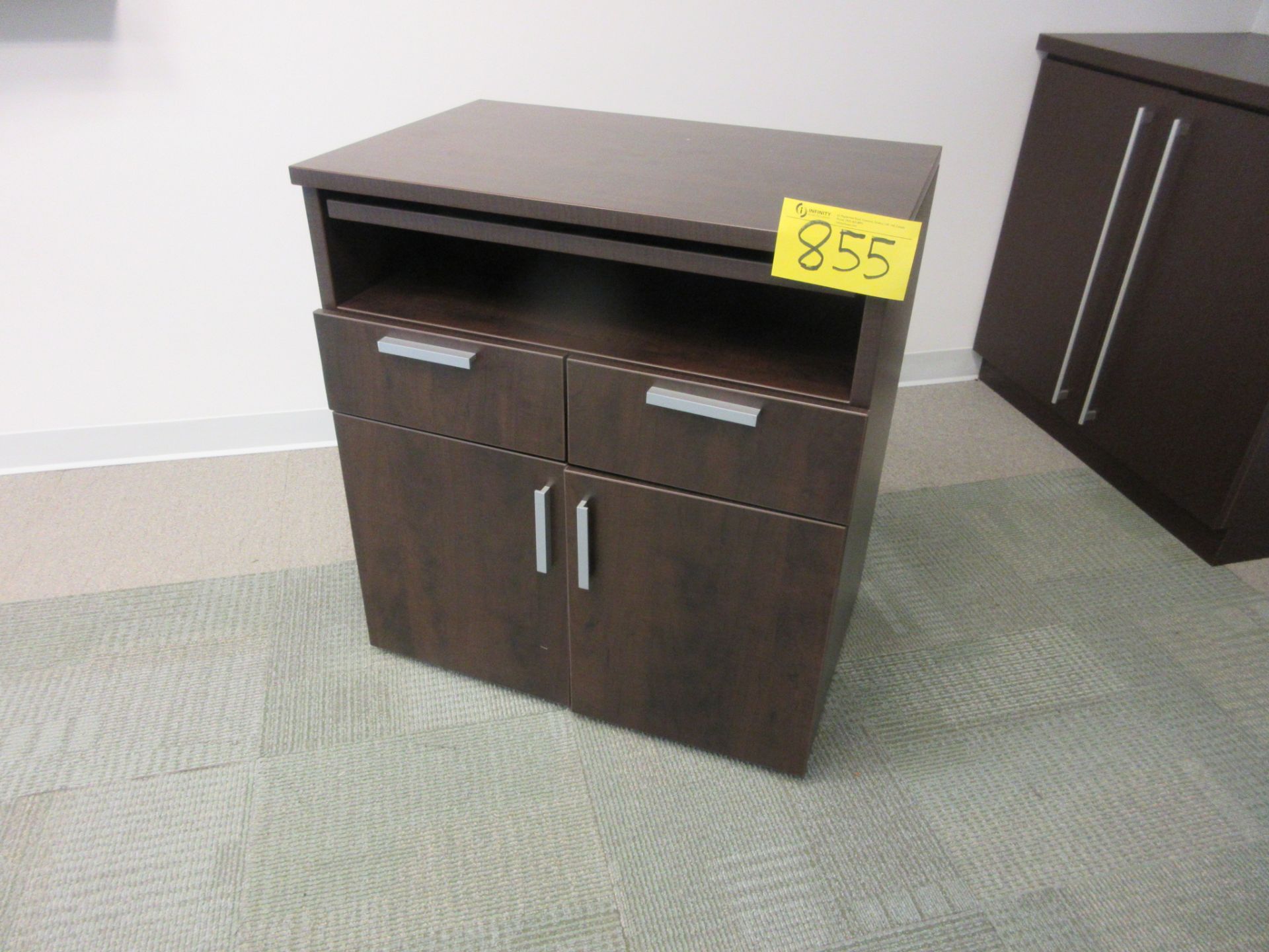 2-DRAWER / 2-DOOR CABINET W/ WALL MOUNTED WHITEBOARD / CORKBOARD CABINET (FRONT OFFICES) (SUBJECT TO