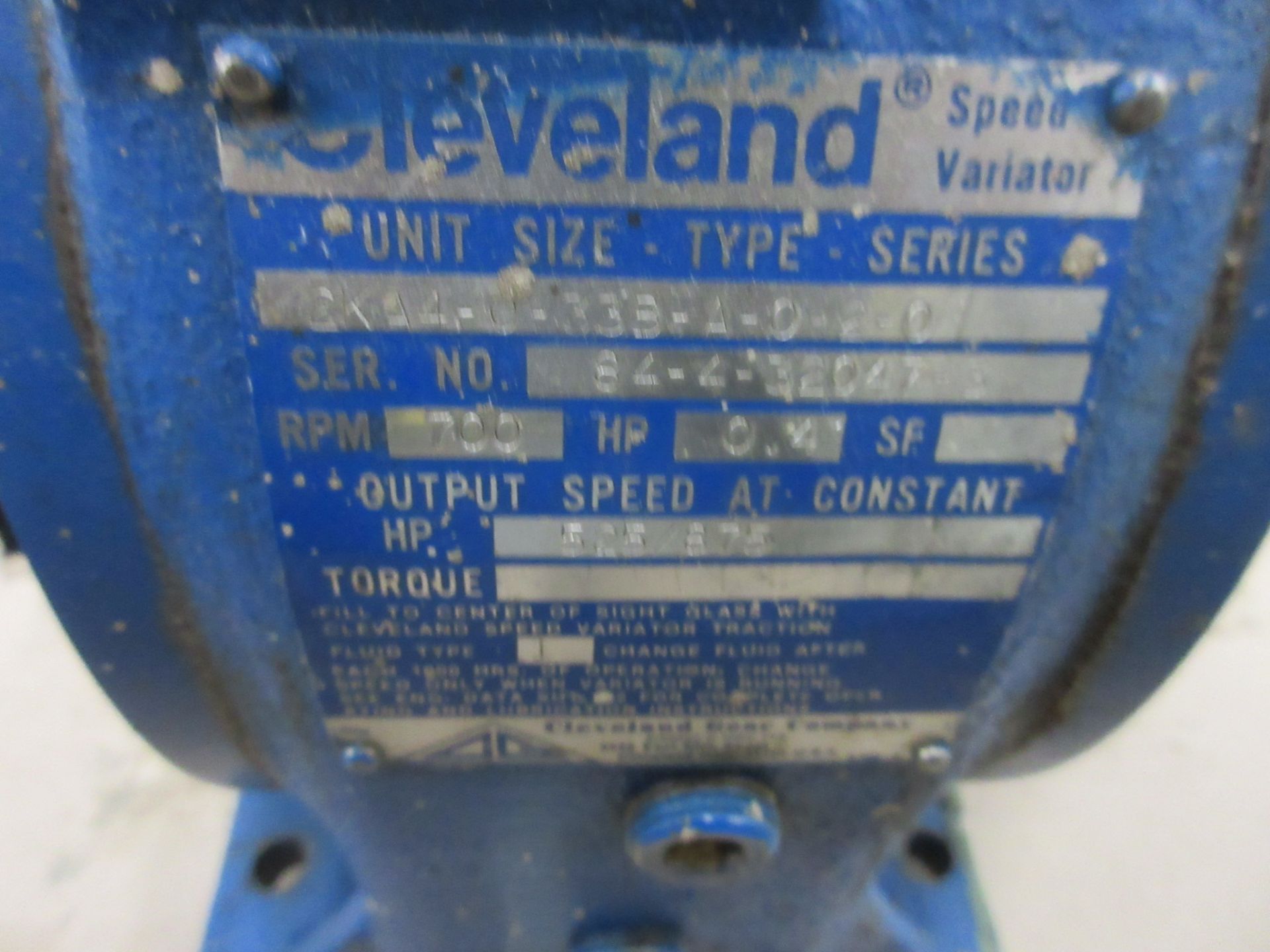 CLEVELAND SPEED VARIATOR 2KA4-0-33B-A-0-2-0 (MAINTENANCE SHOP, PLANT) - Image 2 of 2