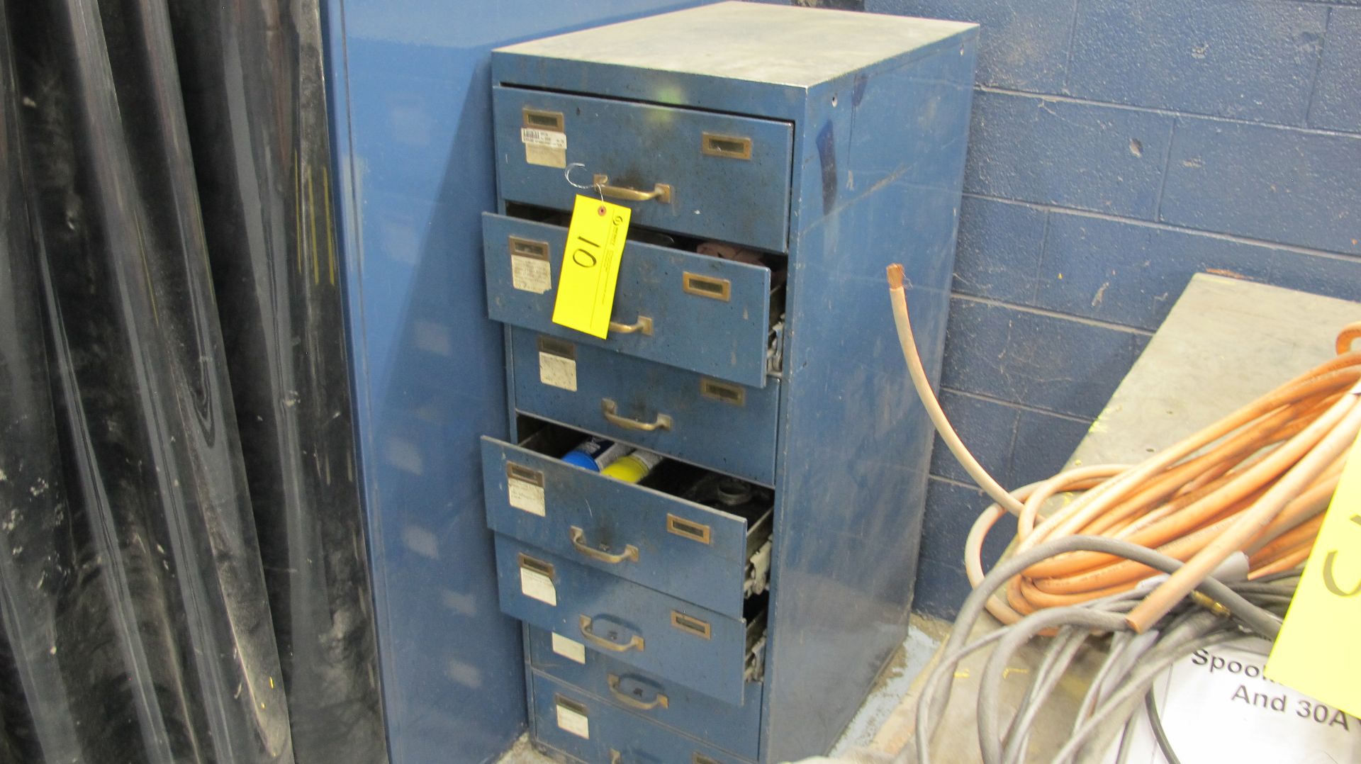 LOT OF WELDING ELECTRODES IN 10-LEVEL STORAGE CABINET AND WELDING SUPPLIES IN 2ND 10-LEVEL STORAGE - Image 10 of 14