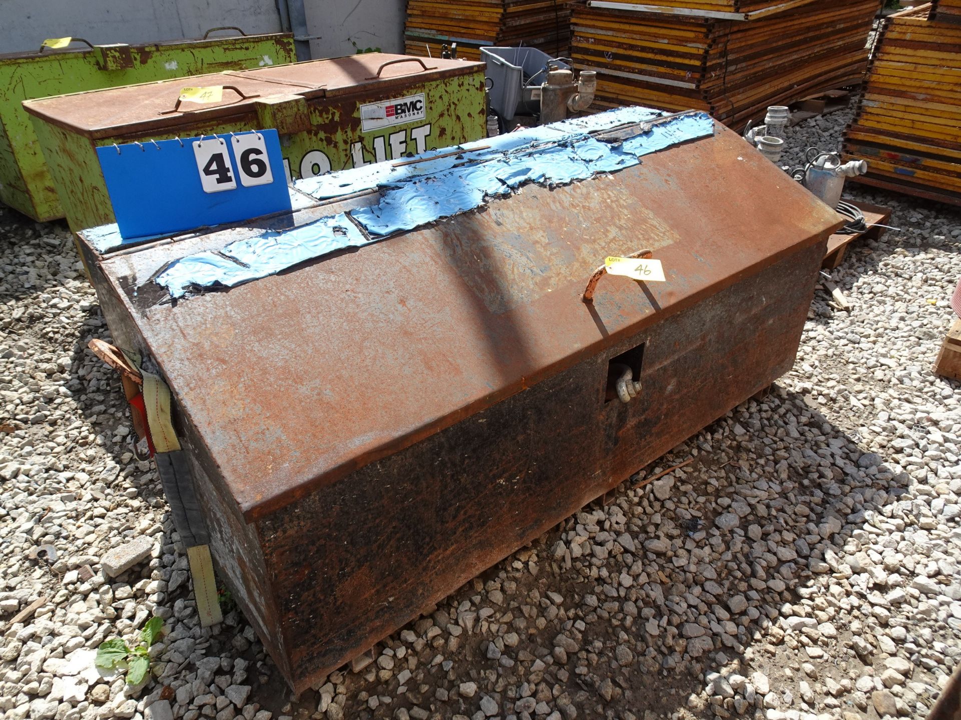 32" X 73" STEEL STROAGE CHEST C/W LIFTING HOOKS