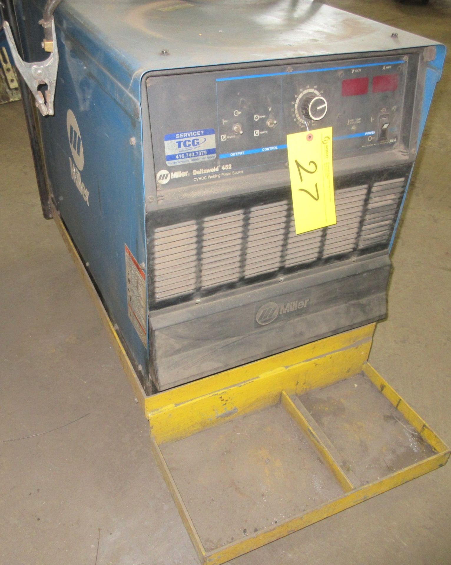 MILLER DELTAWELD 452 CV-DC WELDING POWER SOURCE, WELDER W/ CART AND GROUNDING CABLE