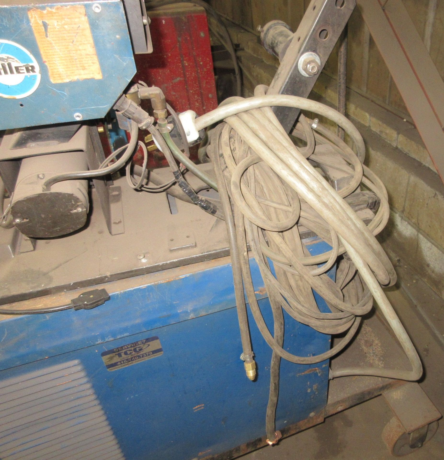 MILLER 200A CV/DC WELDER W/ MILLER S-52E WIRE FEEDER, CABLES AND CART - Image 5 of 5