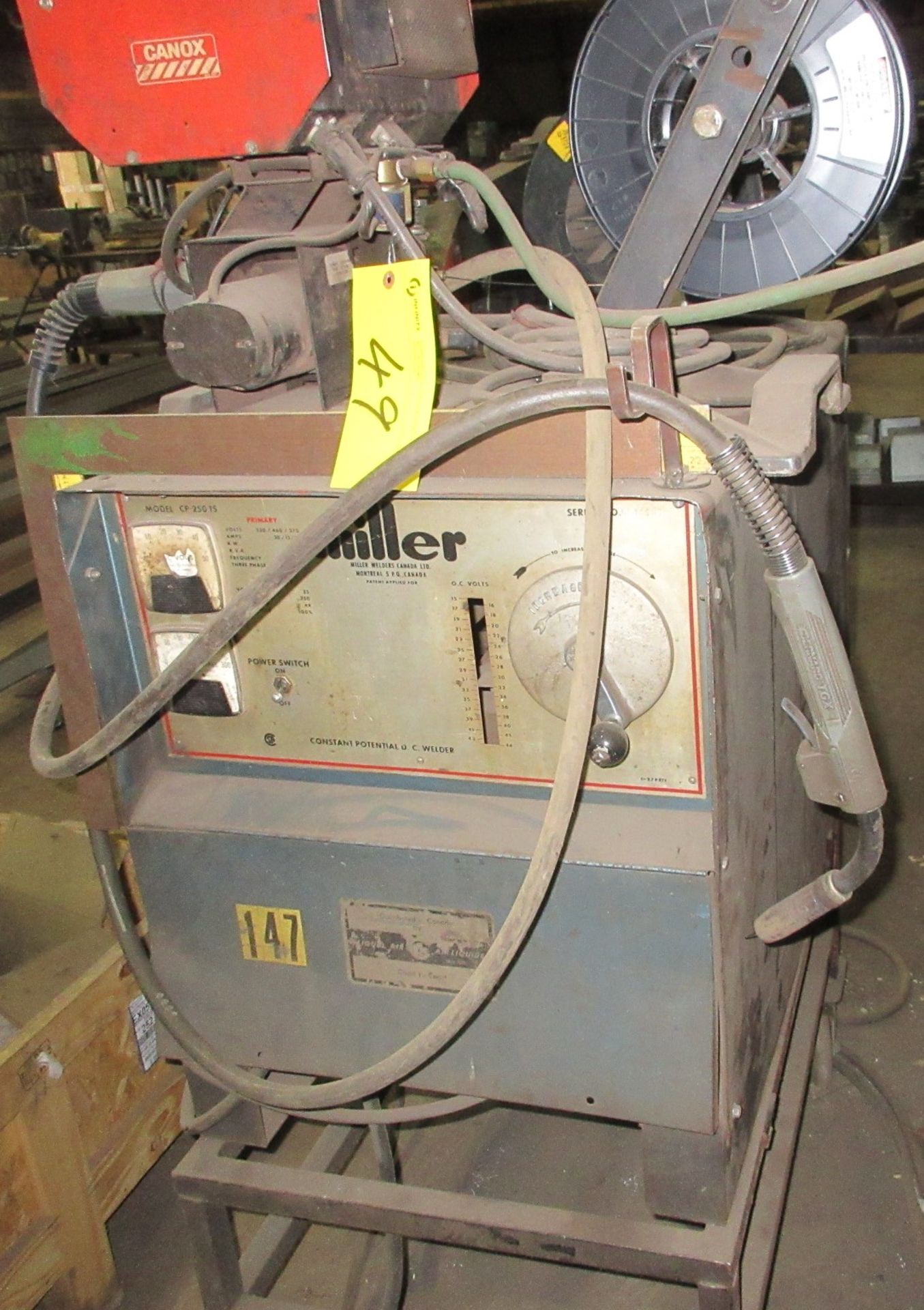 MILLER CP-250TS WELDER W/ CANOX C354E WIRE FEEDER, CART AND CABLES - Image 2 of 4