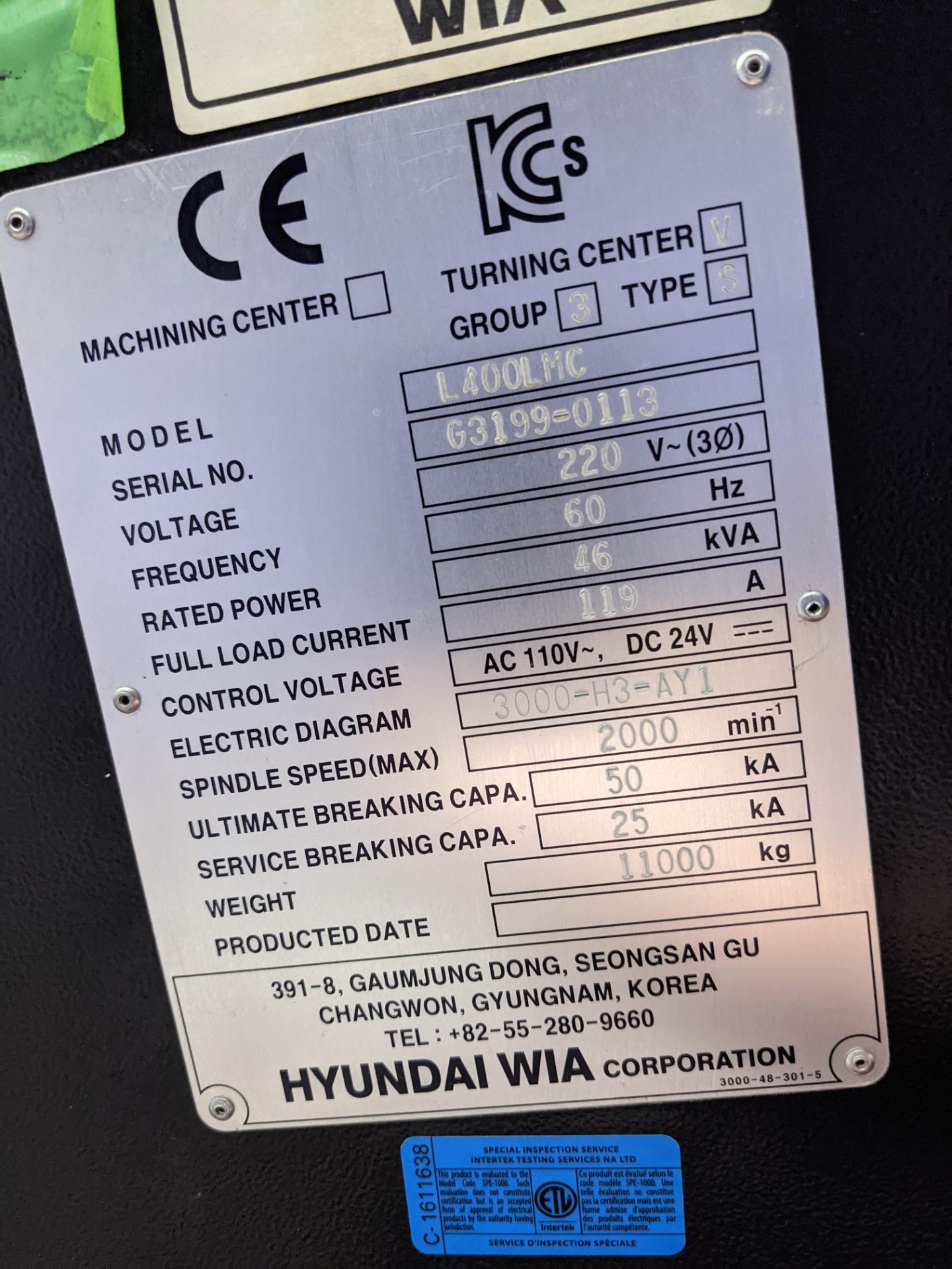 2014 HYUNDAI WIA L400LMC BIG BORE MULTI-AXIS CNC TURNING CENTER WITH FANUC 32I-A CNC CONTROL, 18” - Image 16 of 29