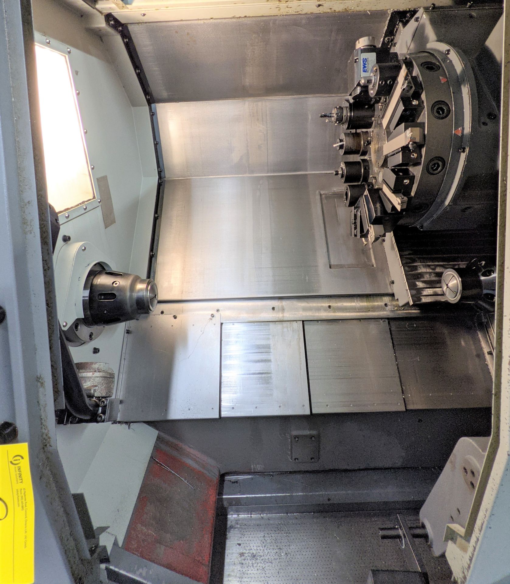 2007 HYUNDAI KIA SKT-15LMS CNC TURNING CENTER WITH SUB SPINDLE, FANUC OI-TB CNC CONTROL, 21” SWING - Image 9 of 19