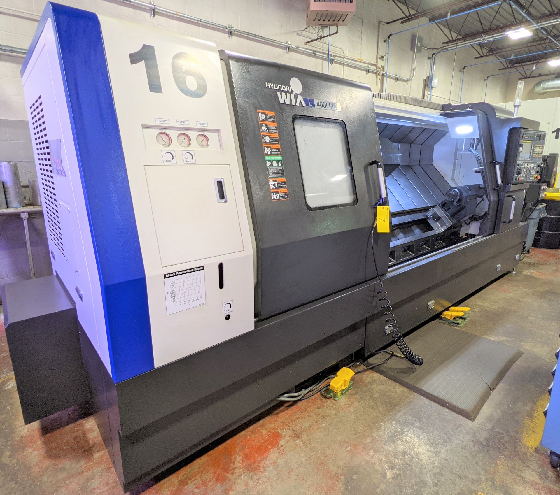 2014 HYUNDAI WIA L400LMC BIG BORE MULTI-AXIS CNC TURNING CENTER WITH FANUC 32I-A CNC CONTROL, 18”