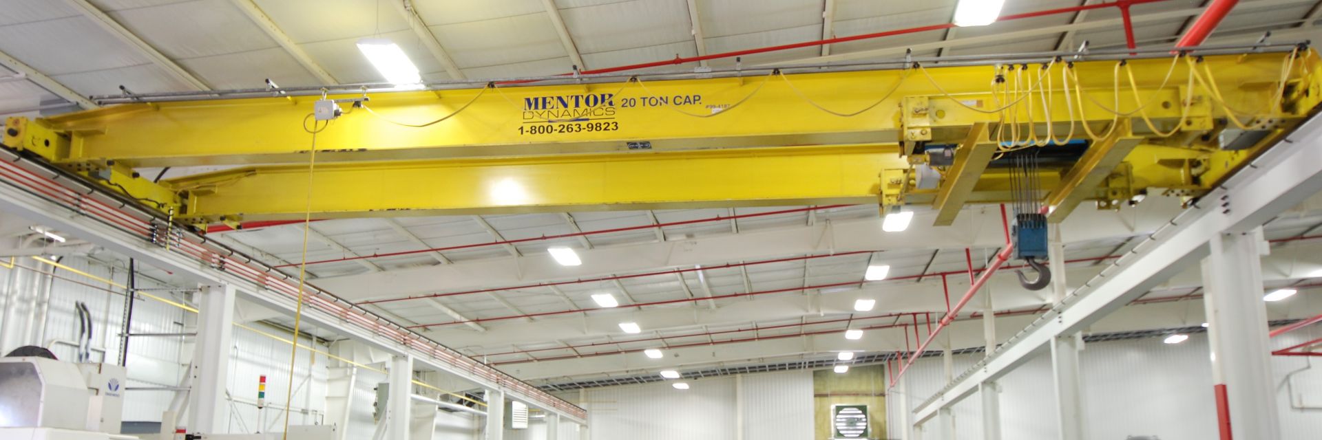 MENTOR DYNAMICS 20-TON CAP. FREE STANDING BRIDGE CRANE SYSTEM, 40’ SPAN X 173’ RUNWAY, HOOK TRAVELS: