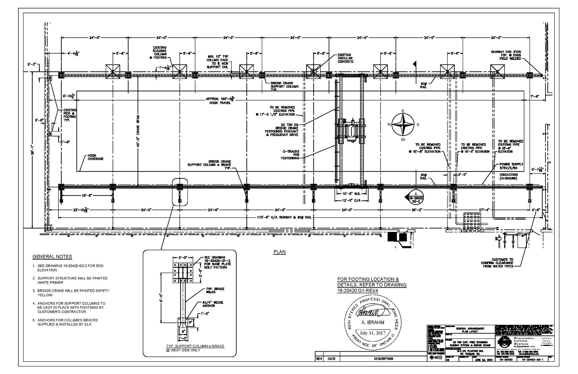 MENTOR DYNAMICS 20-TON CAP. FREE STANDING BRIDGE CRANE SYSTEM, 40’ SPAN X 173’ RUNWAY, HOOK TRAVELS: - Image 11 of 12