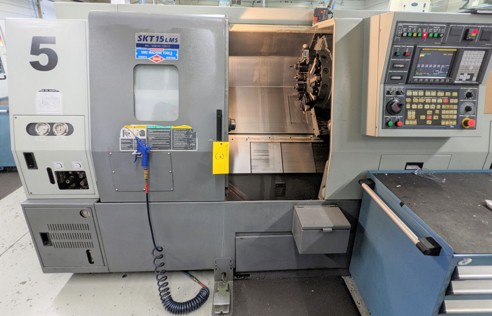 2007 HYUNDAI KIA SKT-15LMS CNC TURNING CENTER WITH SUB SPINDLE, FANUC OI-TB CNC CONTROL, 21” SWING - Image 3 of 19