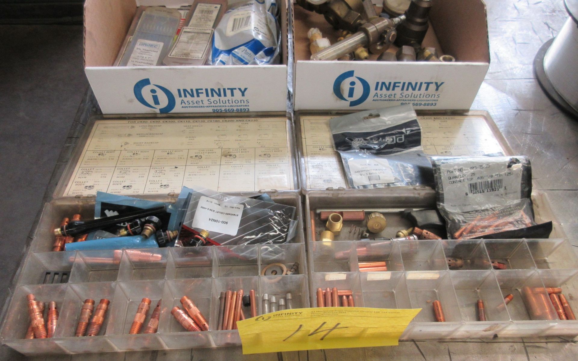 LOT OF (6) BOXES OF TUNGSTEN ELECTRODES, REGULATORS, CONTACT TIPS AND WELDER PARTS - Image 4 of 4