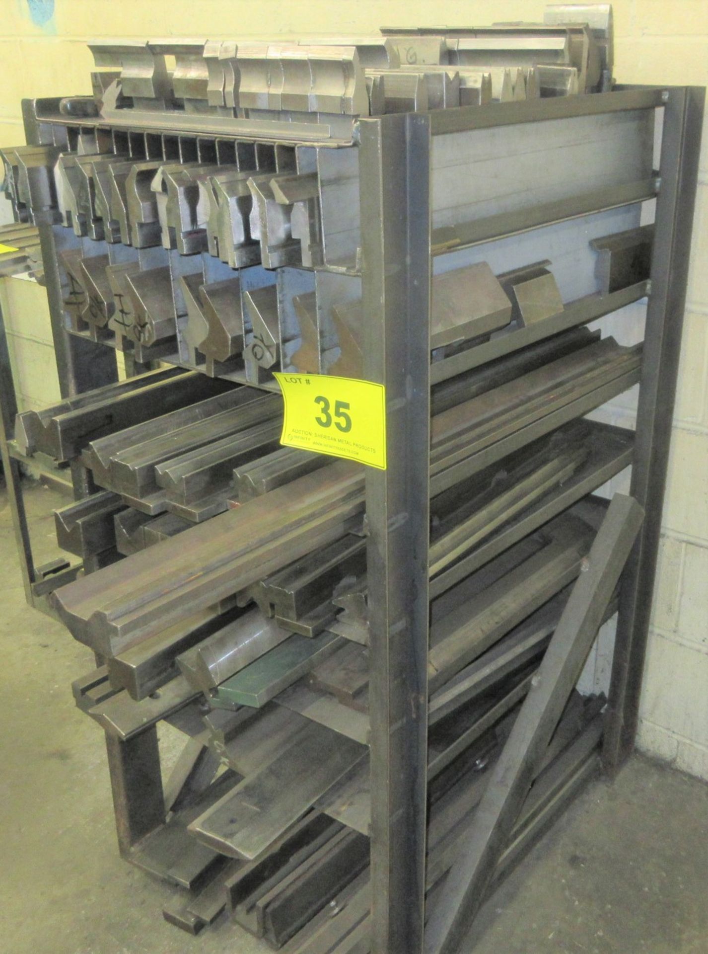 QTY. OF ASST. PRESS BRAKE DIES UP TO 45"L ON 8-LEVEL HEAVY DUTY STORAGE RACK - Image 3 of 6