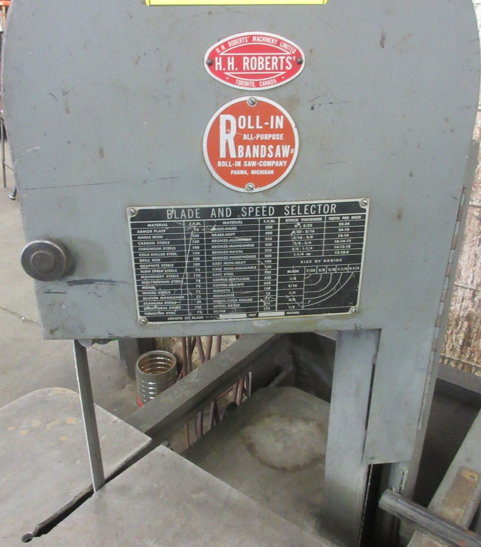 ROLL-IN SAW COMPANY ROLL-IN BANDSAW, 12" THROAT - Image 3 of 6