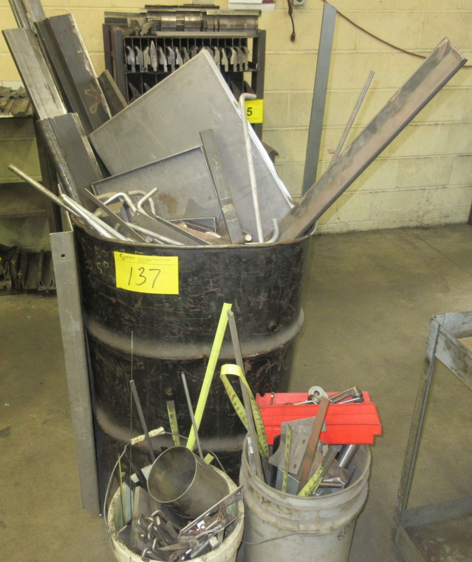 LOT OF MIXED METAL, SHEET METAL, ETC. IN PRESS BRAKE ROOM (5 LOCATIONS)