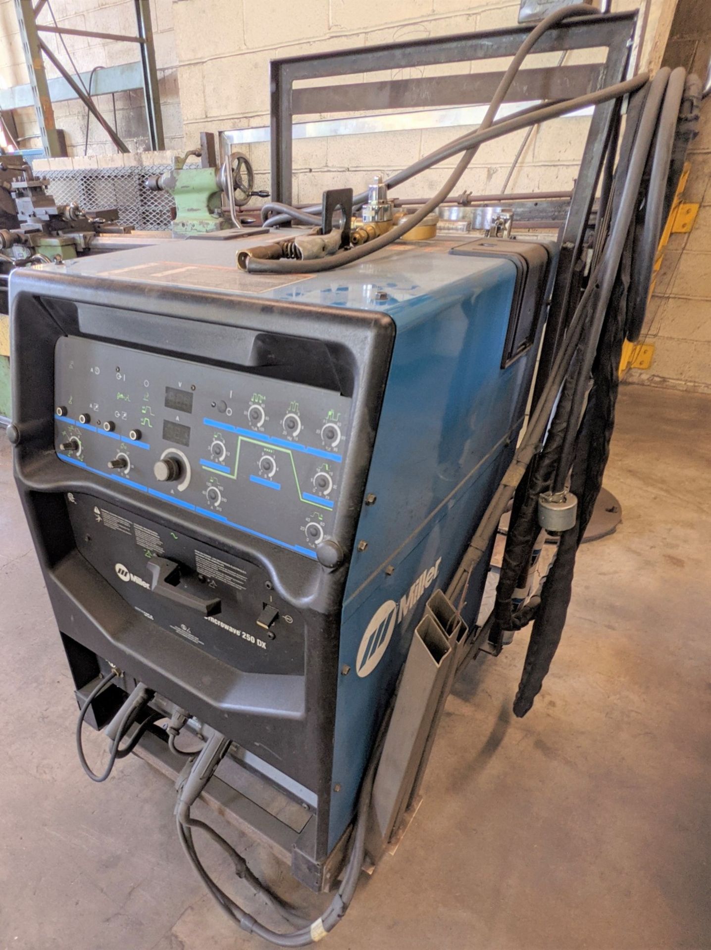 MILLER SYNCROWAVE 250 DX TIG WELDER W/ CABLES, CART, REGULATOR - Image 2 of 5