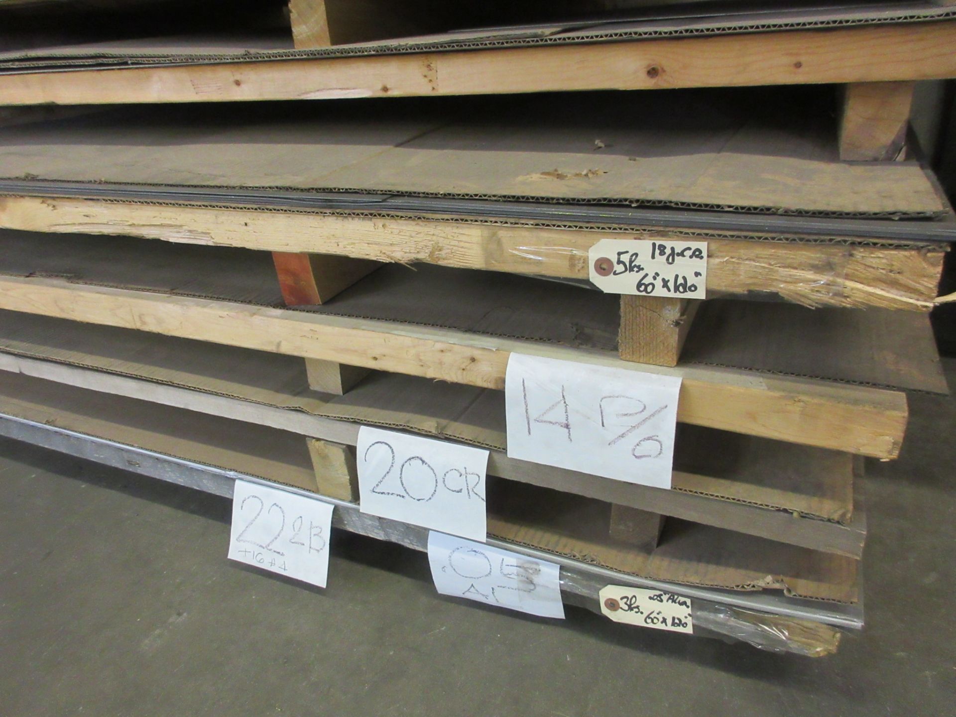 LOT OF (2) STACKED PALLETS OF ASST. 4' X 10' SHEET METAL, ALUMINUM, STAINLESS, STEEL (SPECS IN - Image 8 of 14