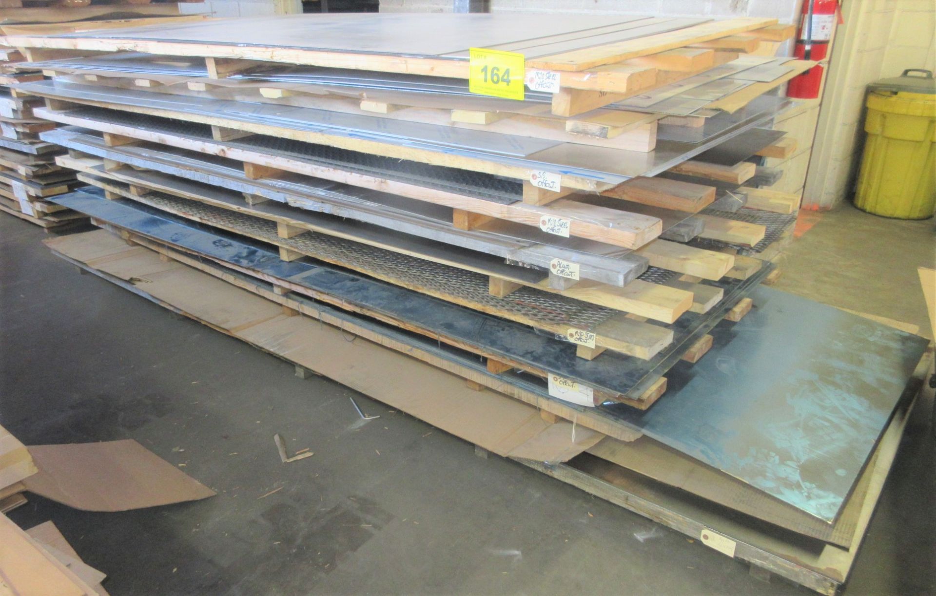 LOT OF (2) STACKED PALLETS OF ASST. 4' X 10' SHEET METAL, ALUMINUM, STAINLESS, STEEL (SPECS IN