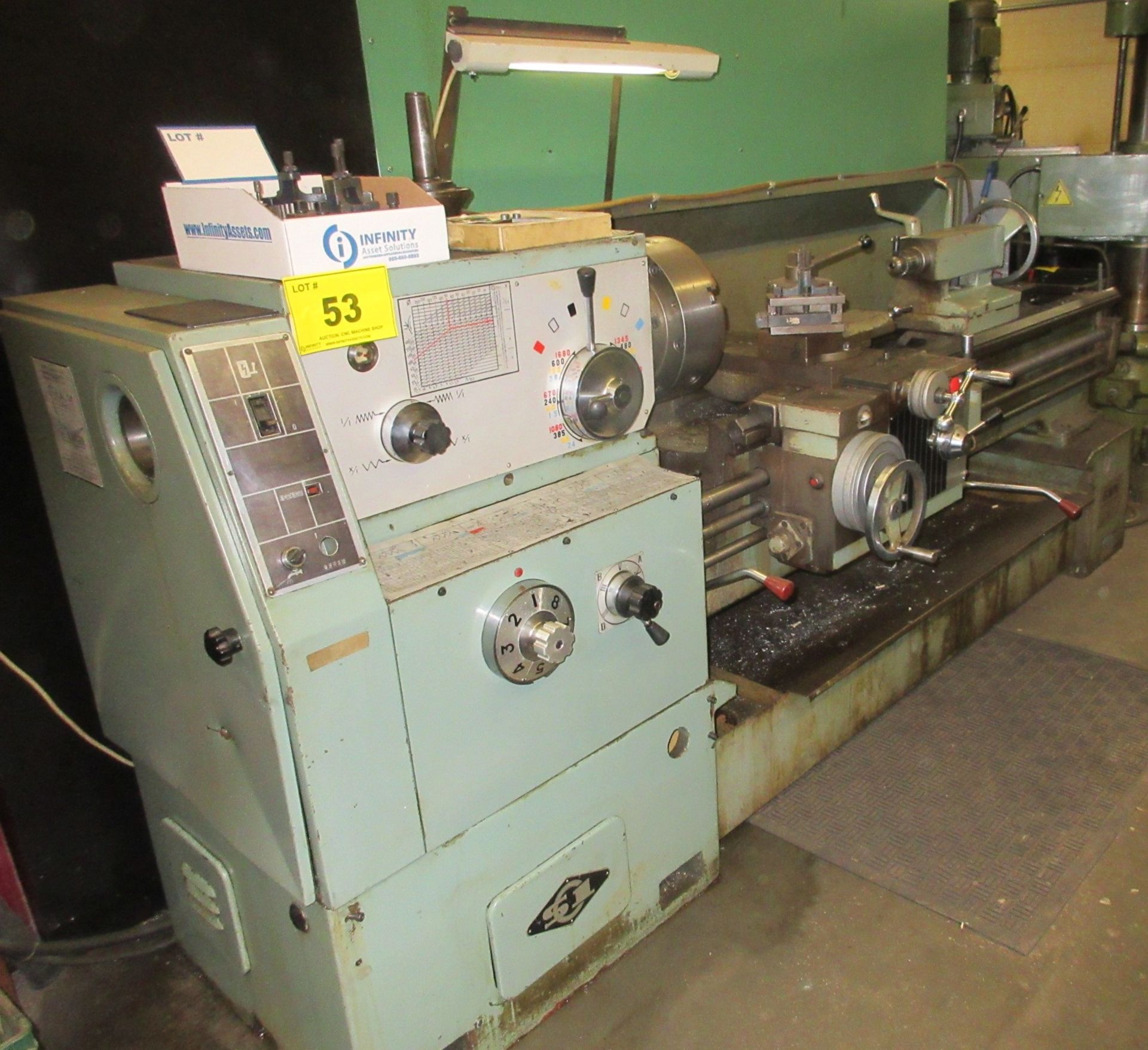 GWM S1 LATHE, 12” 3-JAW CHUCK, 20” SWING, 80” BED, 65” BETWEEN CENTERS, TAILSTOCK, TOOL POST, SPEEDS - Image 2 of 17