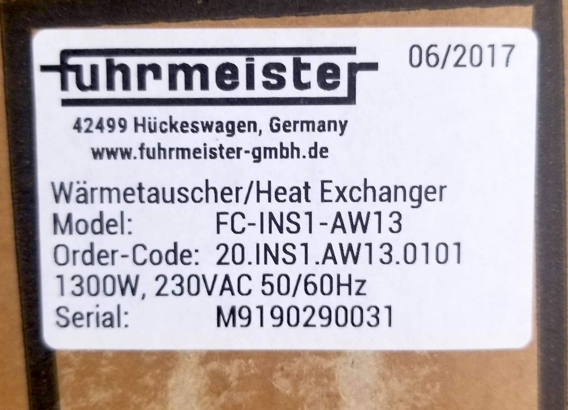 FUHRMEISTER FC-INS1-AW13 - HEAT EXCHANGER - Image 2 of 5