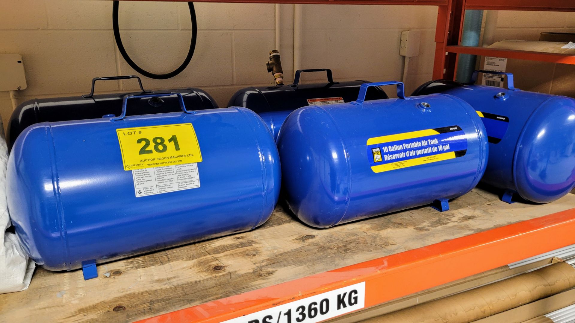 LOT - OF (5) 10 GALLON PORTABLE AIR TANKS (LOCATED UPSTAIRS IN BUILDING 372)