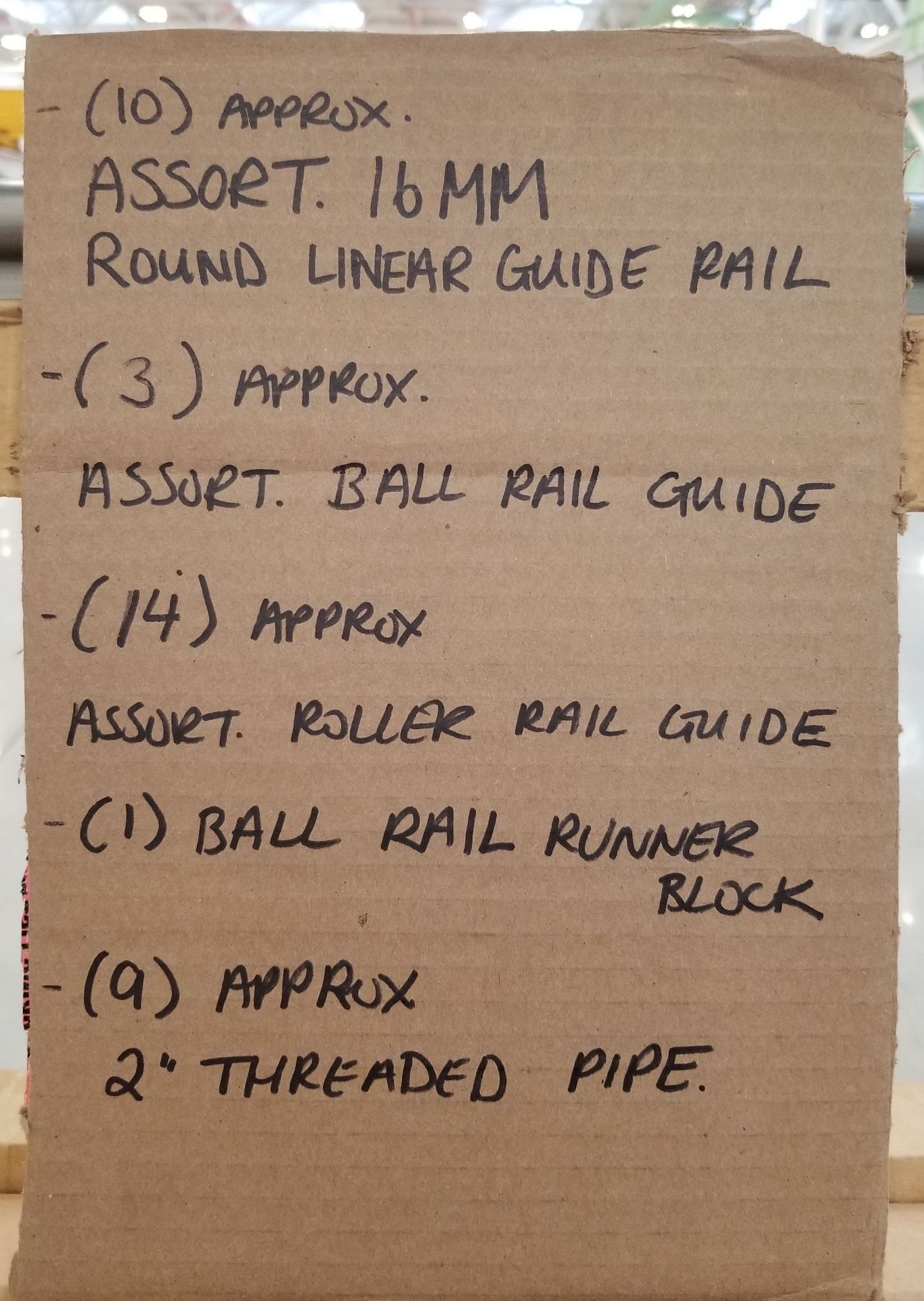 LOT - ASSORTED BALL AND ROLLER RAIL GUIDES, GUIDE RAIL AND THREADED PIPE - (NO RACK) - Image 2 of 2