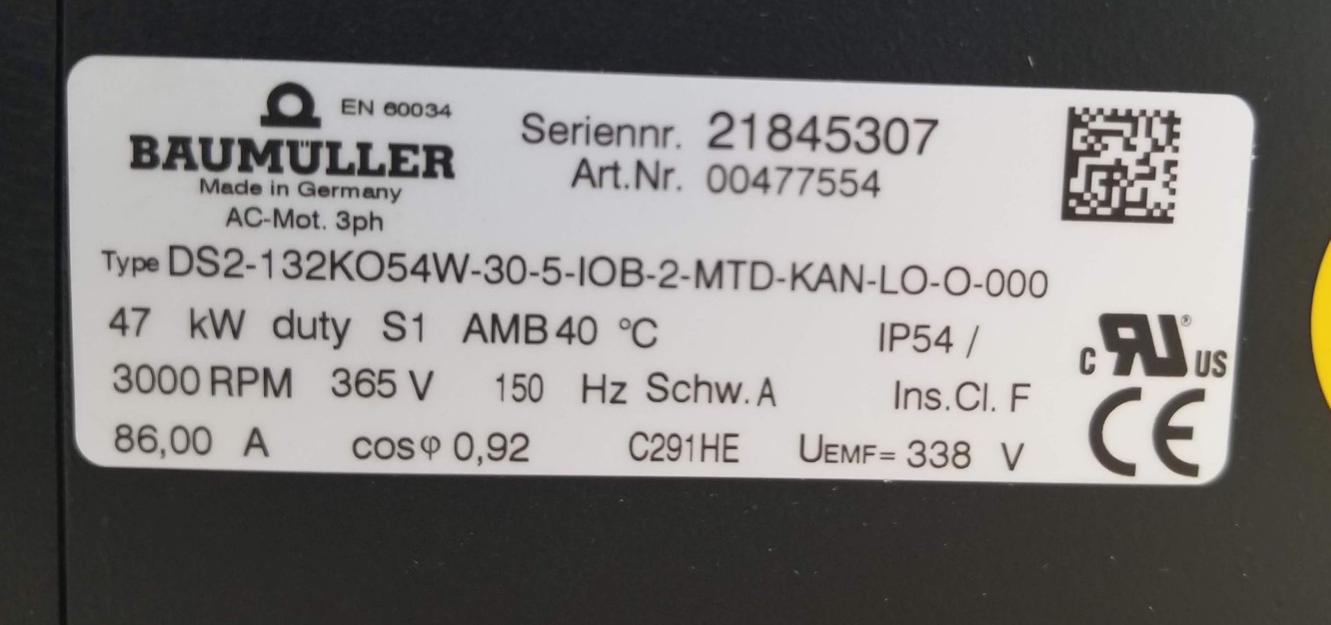 B&R SERVO MOTOR, 3000 RPM, 150 NM, 47 KW, KEYED SHAFT, WATER COOLED - Image 5 of 6