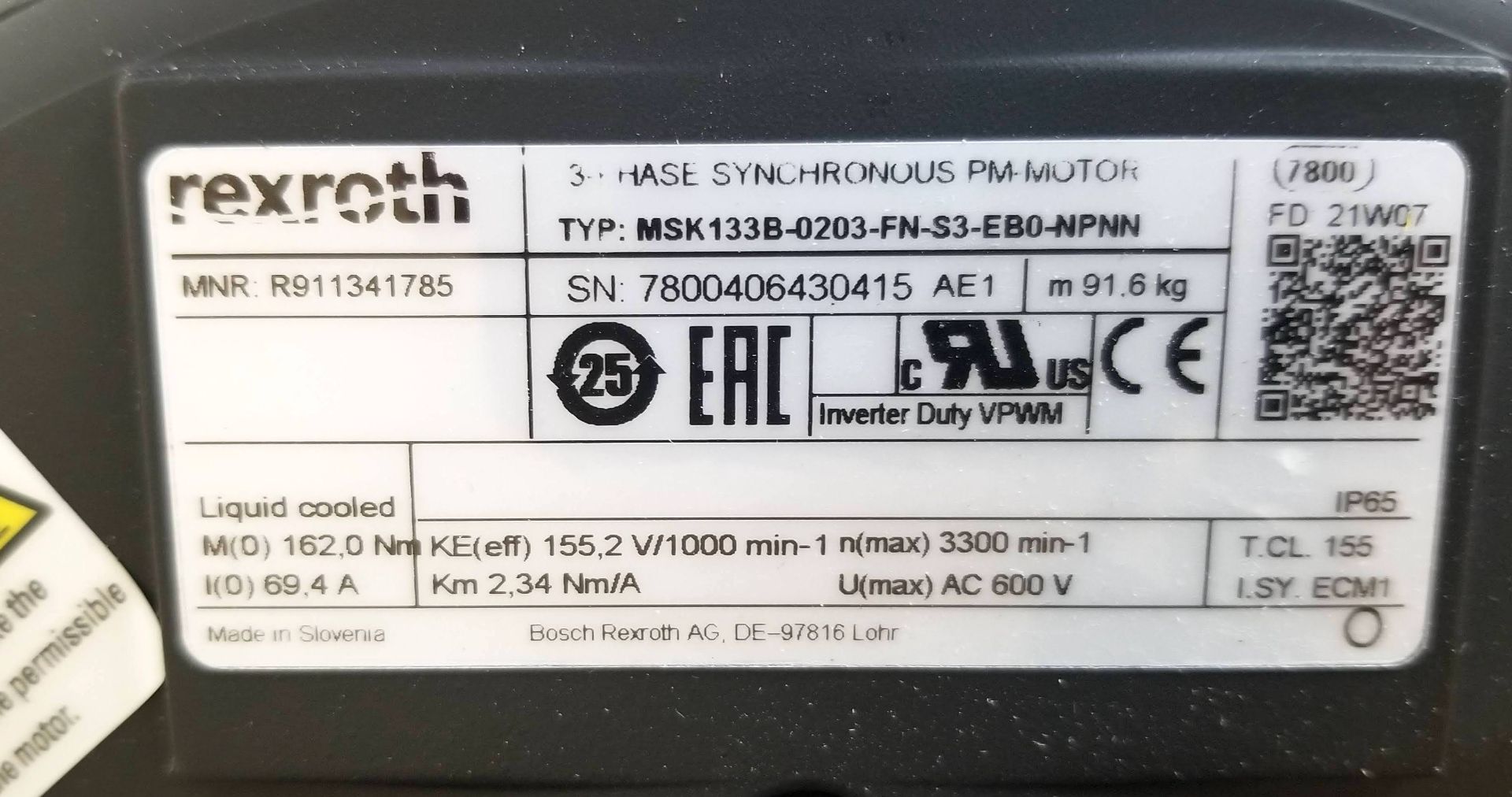 BOSCH REXROTH 63CC PUMP/MSK133C MOTOR PACKAGE- CLOSED COUPLED - Image 4 of 5