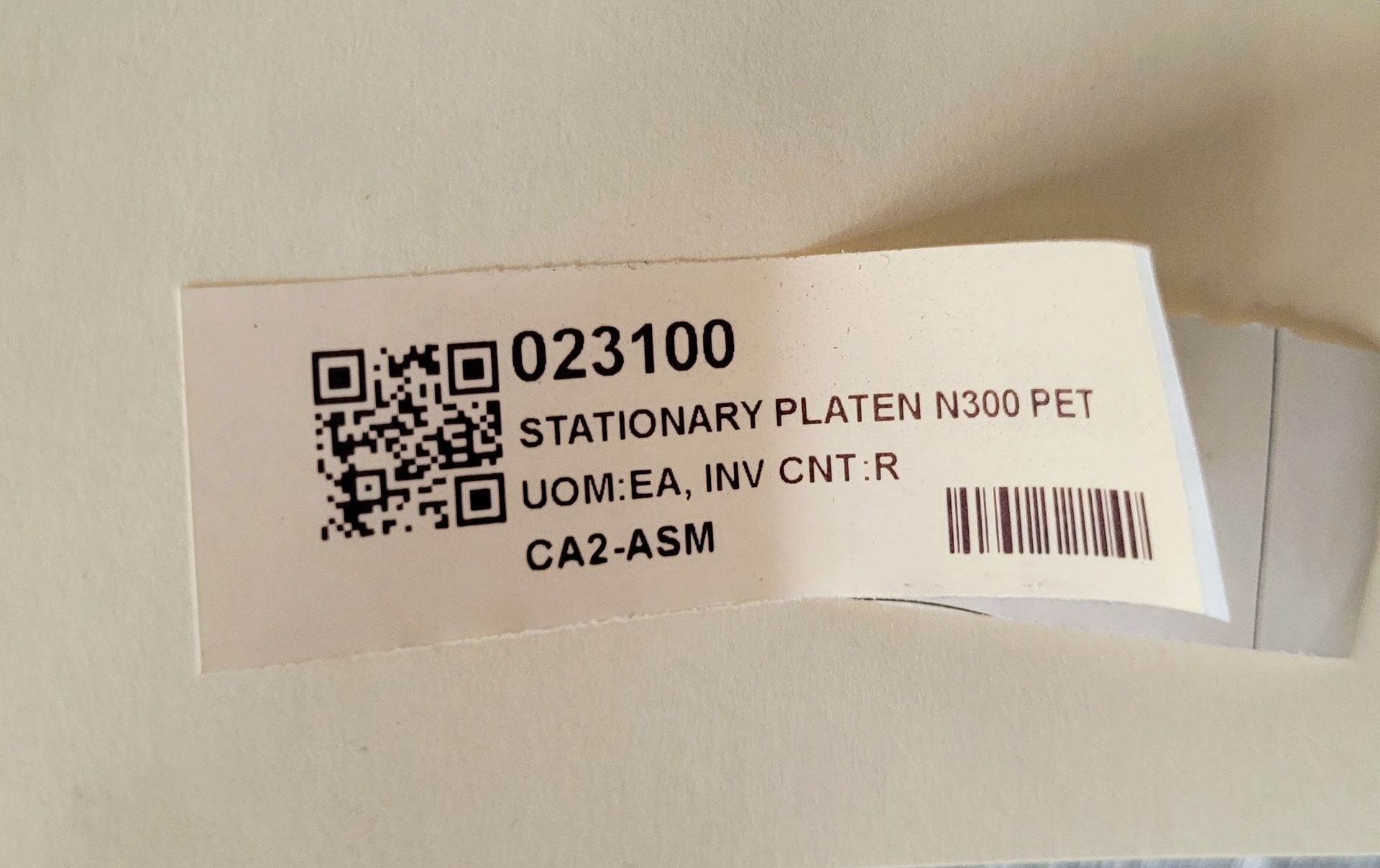 STATIONARY PLATEN N300 PET (SUBJECT TO BULK BID LOT 1740A) - Image 2 of 2