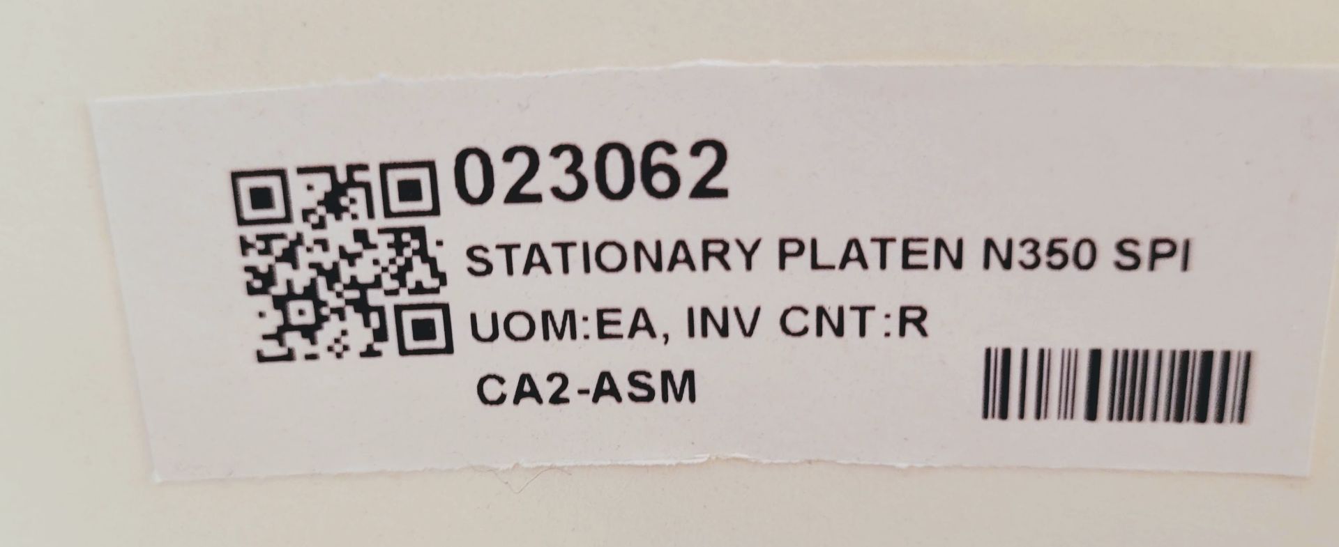 STATIONARY PLATEN N350 SPI (SUBJECT TO BULK BID LOT 1740A) - Image 2 of 2