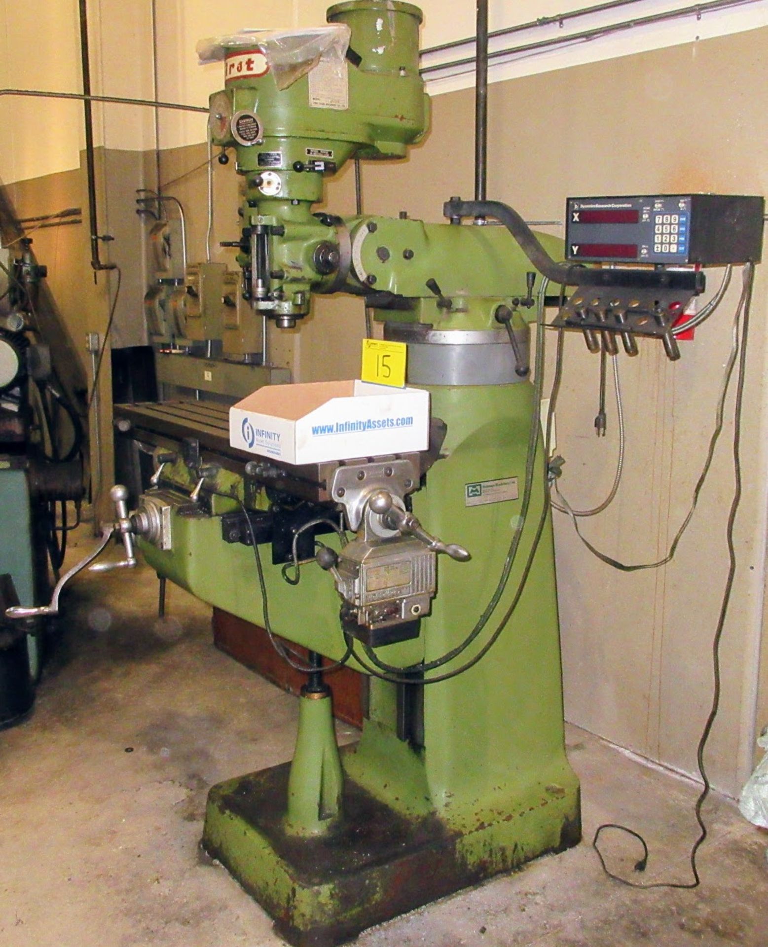 FIRST LC-1-1/2VS VERTICAL MILLING MACHINE, DYNAMIC RESEARCH CORP. 2-AXIS DRO, SPEEDS TO 4,500 RPM, - Image 12 of 12