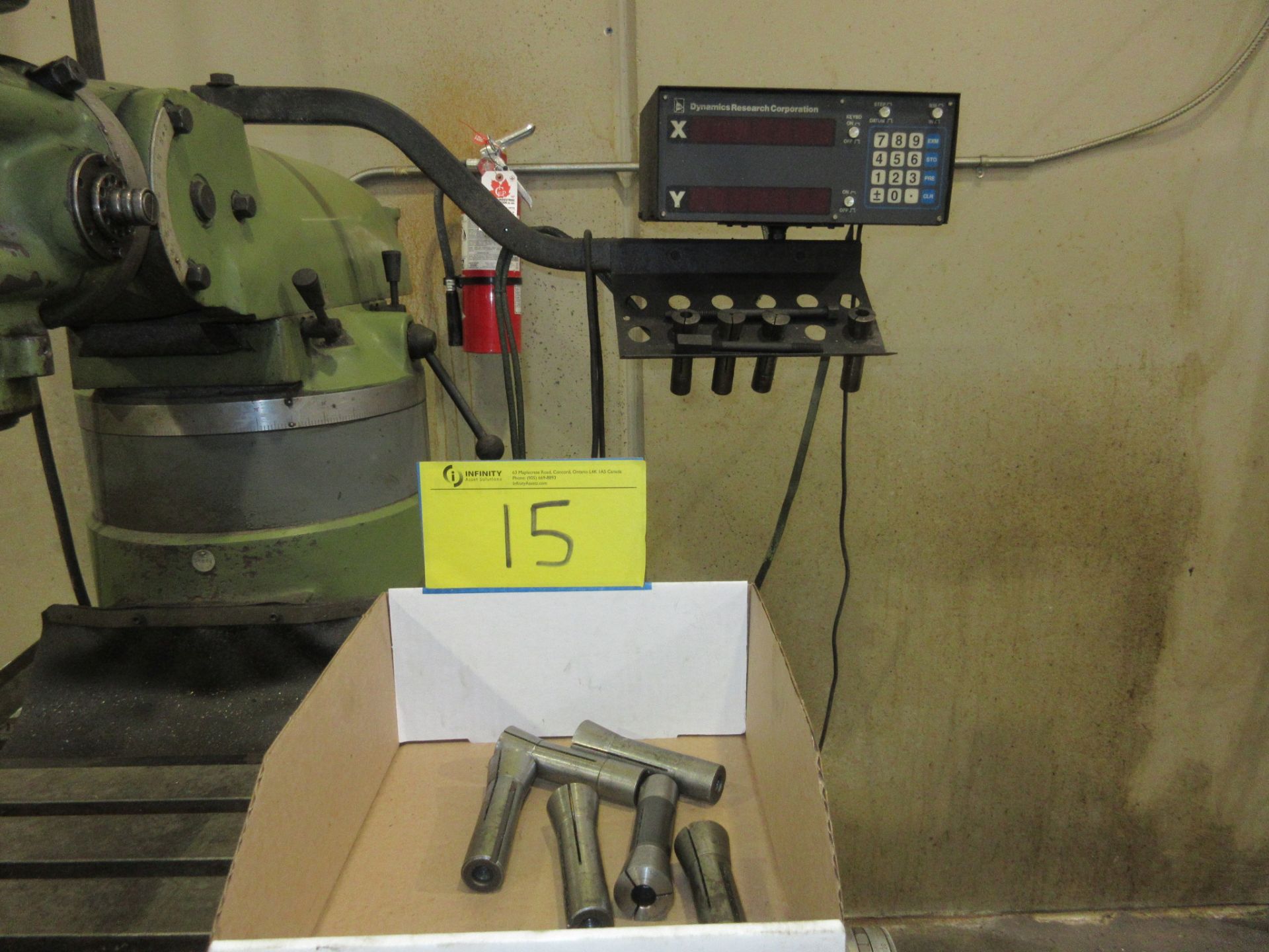 FIRST LC-1-1/2VS VERTICAL MILLING MACHINE, DYNAMIC RESEARCH CORP. 2-AXIS DRO, SPEEDS TO 4,500 RPM, - Image 10 of 12