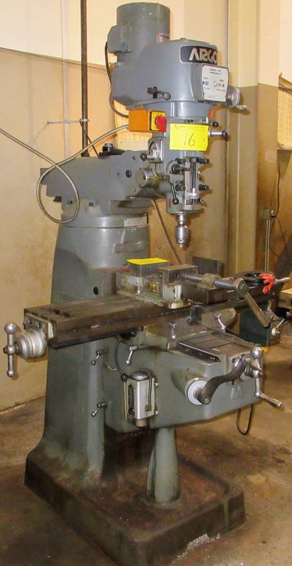 ARGO 942VS VERTICAL MILLING MACHINE, S/N 7079, MITUTOYO 2-AXIS DRO, ALIGN POWER FEED, SPEEDS TO 4, - Image 4 of 12