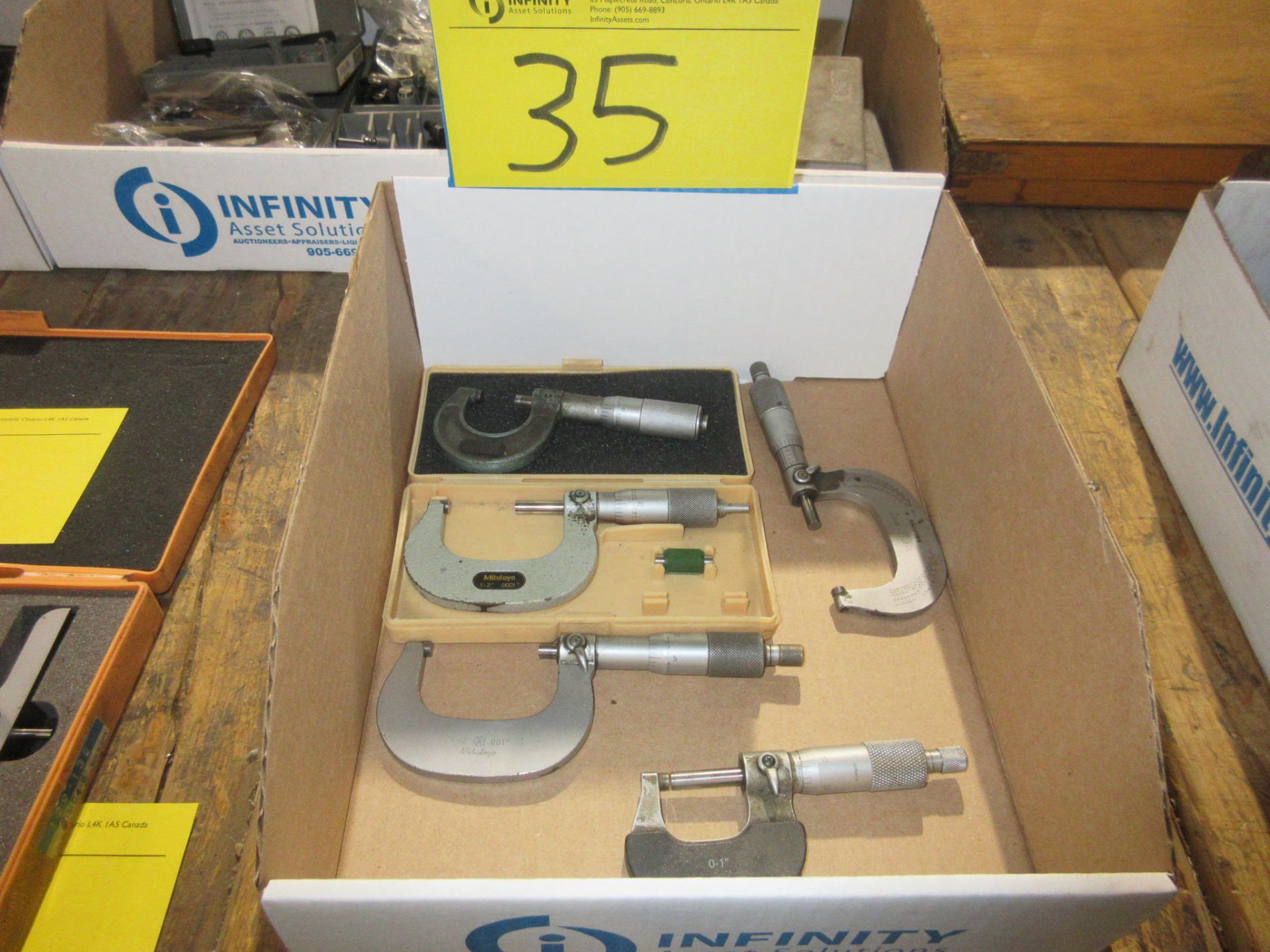 LOT OF (5) MITUTOYO MICROMETERS, (2) 0-1", (3) 1-2"