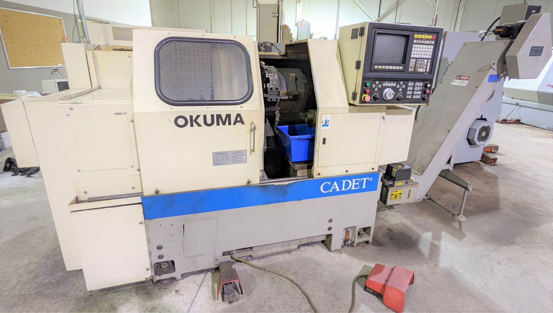 OKUMA CADET LNC8 CNC LATHE, S/N D284, CNC CONTROL, 9” 3-JAW CHUCK, 12-STATION TURRET, TAILSTOCK,