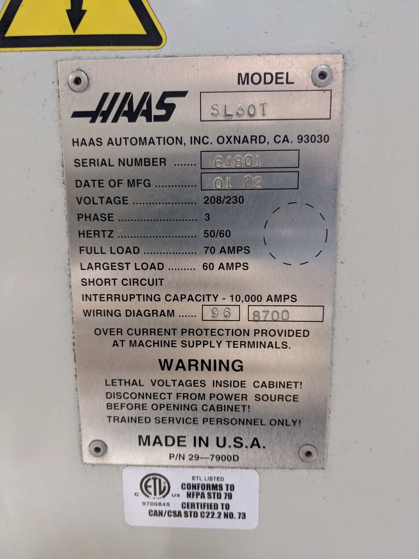 2002 HAAS SL-30T CNC LATHE, S/N 64801, CNC CONTROL, 10” 3-JAW CHUCK, TOOL PRESETTER, 12-STATION - Image 15 of 20