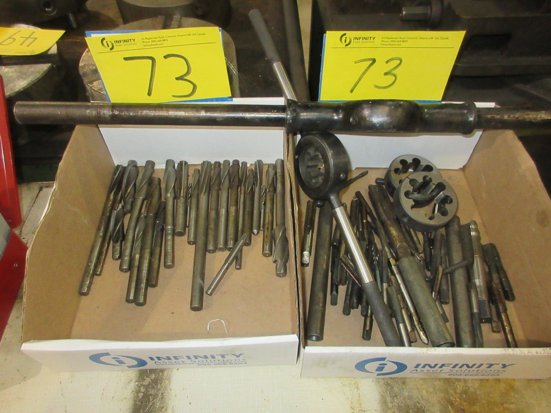 LOT OF REAMERS, TAPS AND DIE WRENCHES