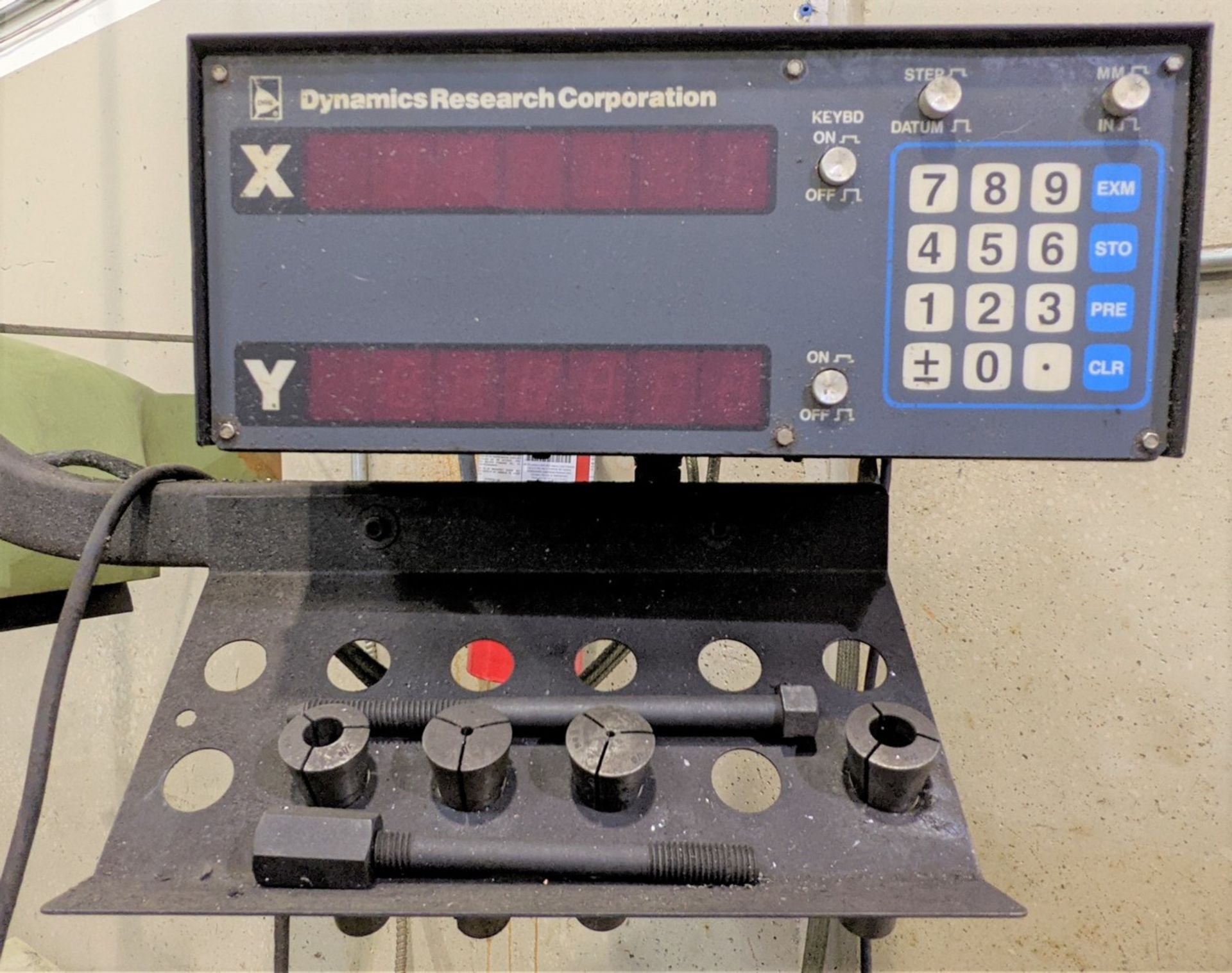 FIRST LC-1-1/2VS VERTICAL MILLING MACHINE, DYNAMIC RESEARCH CORP. 2-AXIS DRO, SPEEDS TO 4,500 RPM, - Image 9 of 12