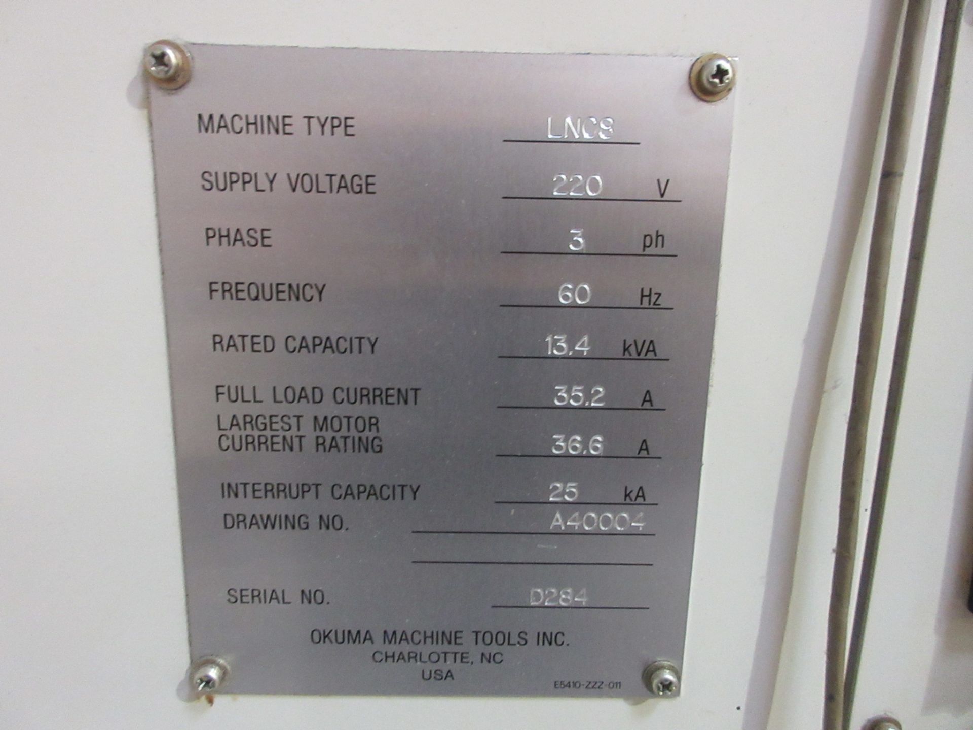 OKUMA CADET LNC8 CNC LATHE, S/N D284, CNC CONTROL, 9” 3-JAW CHUCK, 12-STATION TURRET, TAILSTOCK, - Image 18 of 19