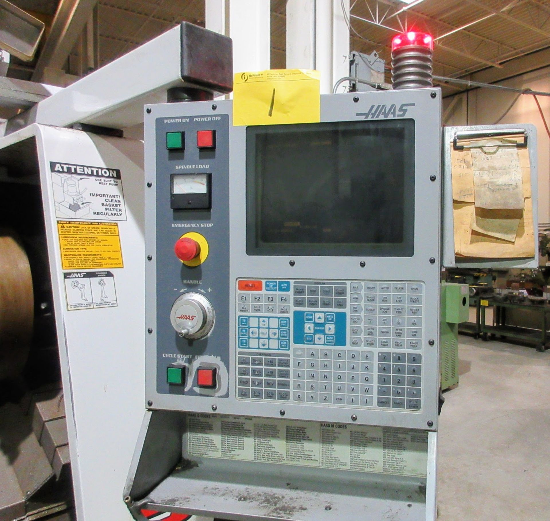 2002 HAAS SL-30T CNC LATHE, S/N 64801, CNC CONTROL, 10” 3-JAW CHUCK, TOOL PRESETTER, 12-STATION - Image 6 of 20