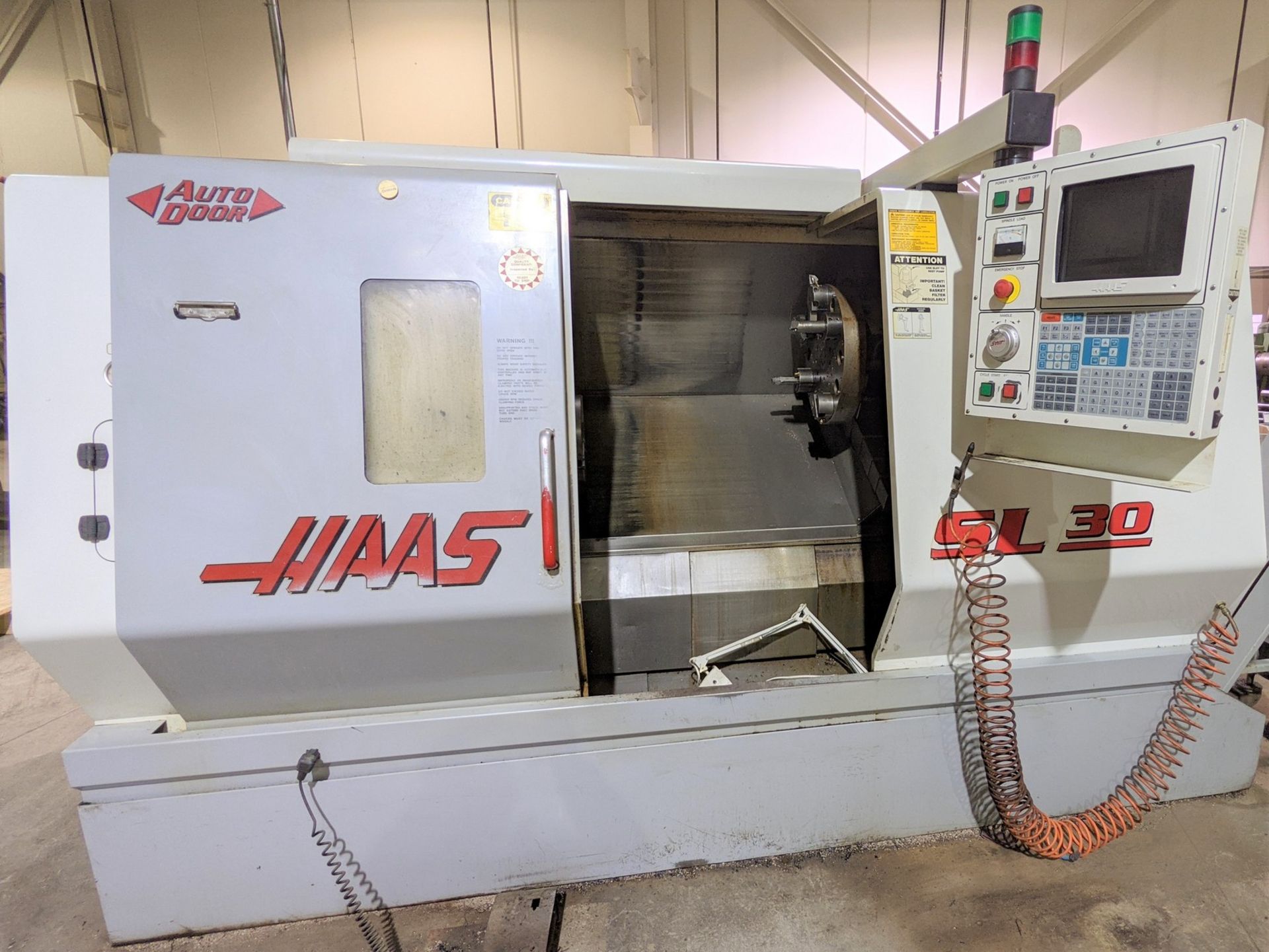 2000 HAAS SL-30T CNC LATHE, S/N 62806, CNC CONTROL, 10” 3-JAW CHUCK, TOOL PRESETTER, 12-STATION